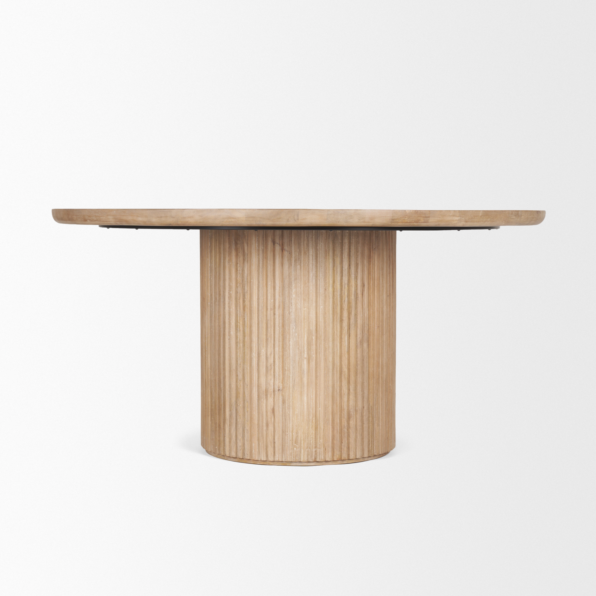 terra 60l x 60w x 30h light brown wood round fluted dining table