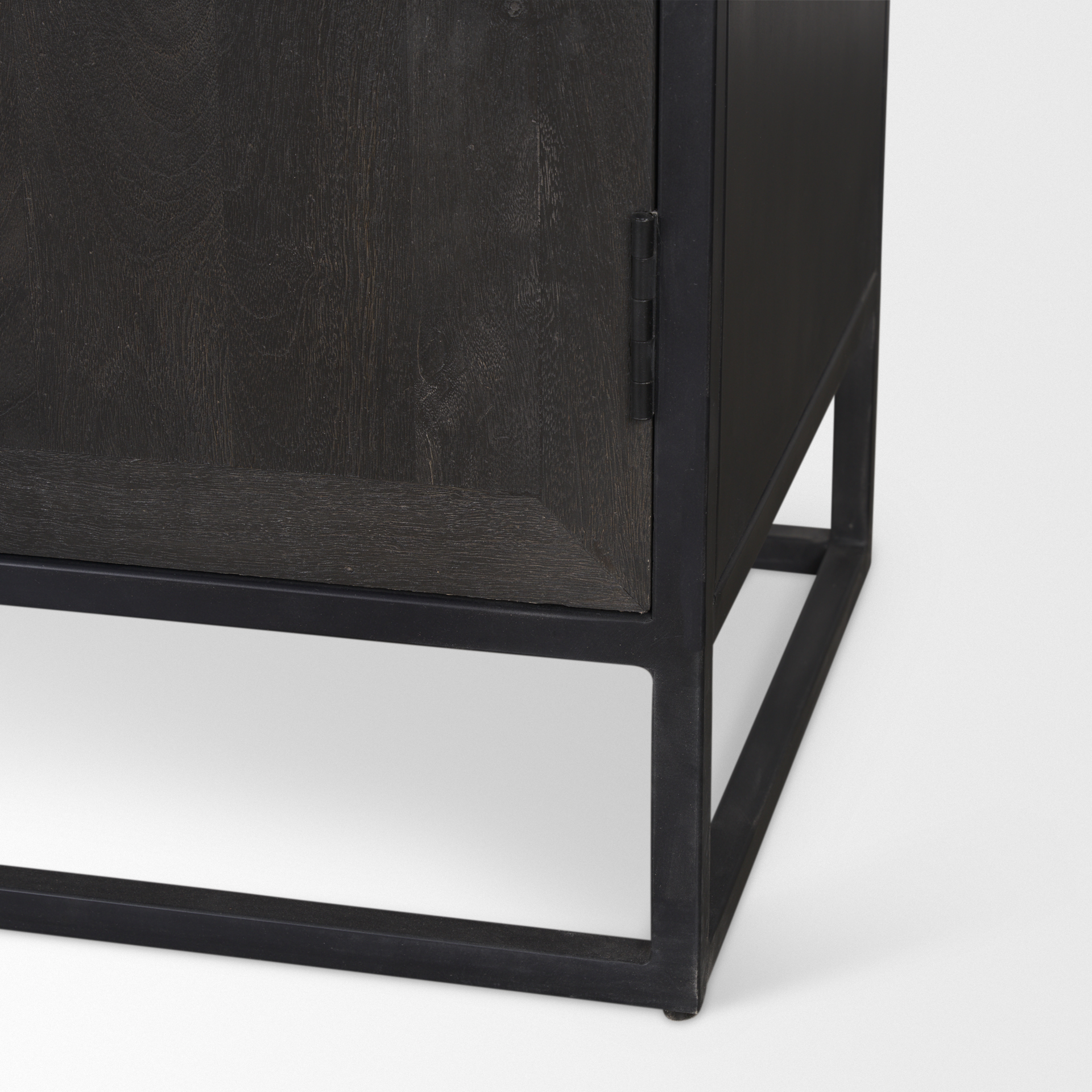 sloan 80.5h black wood w/black metal frame arched cabinet