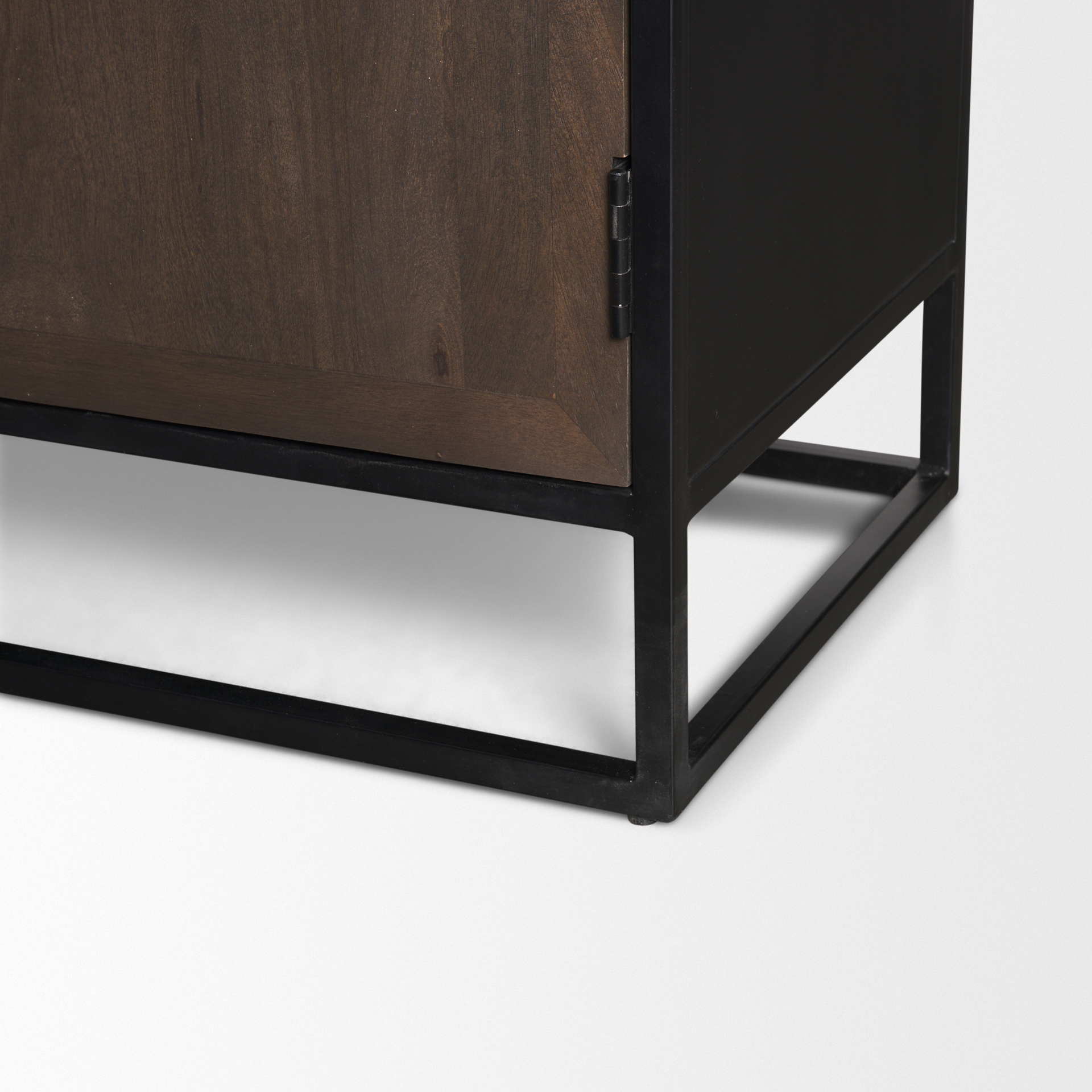 Sloan 80.5H Dark Brown Wood W/Black Metal Arched Curio Cabinet
