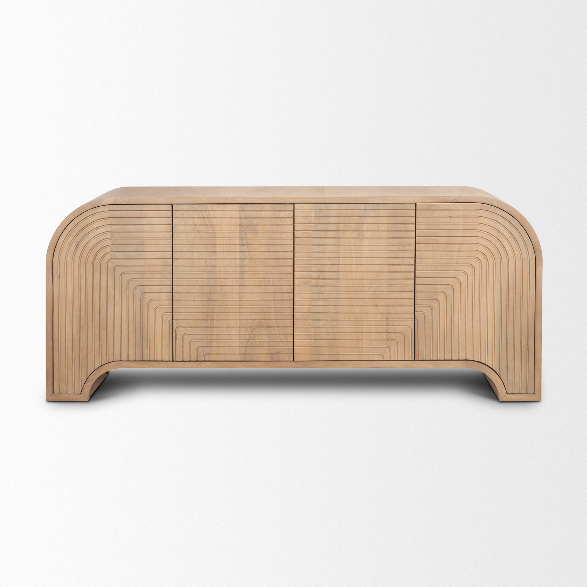sorina reverse fluted light brown wood sideboard