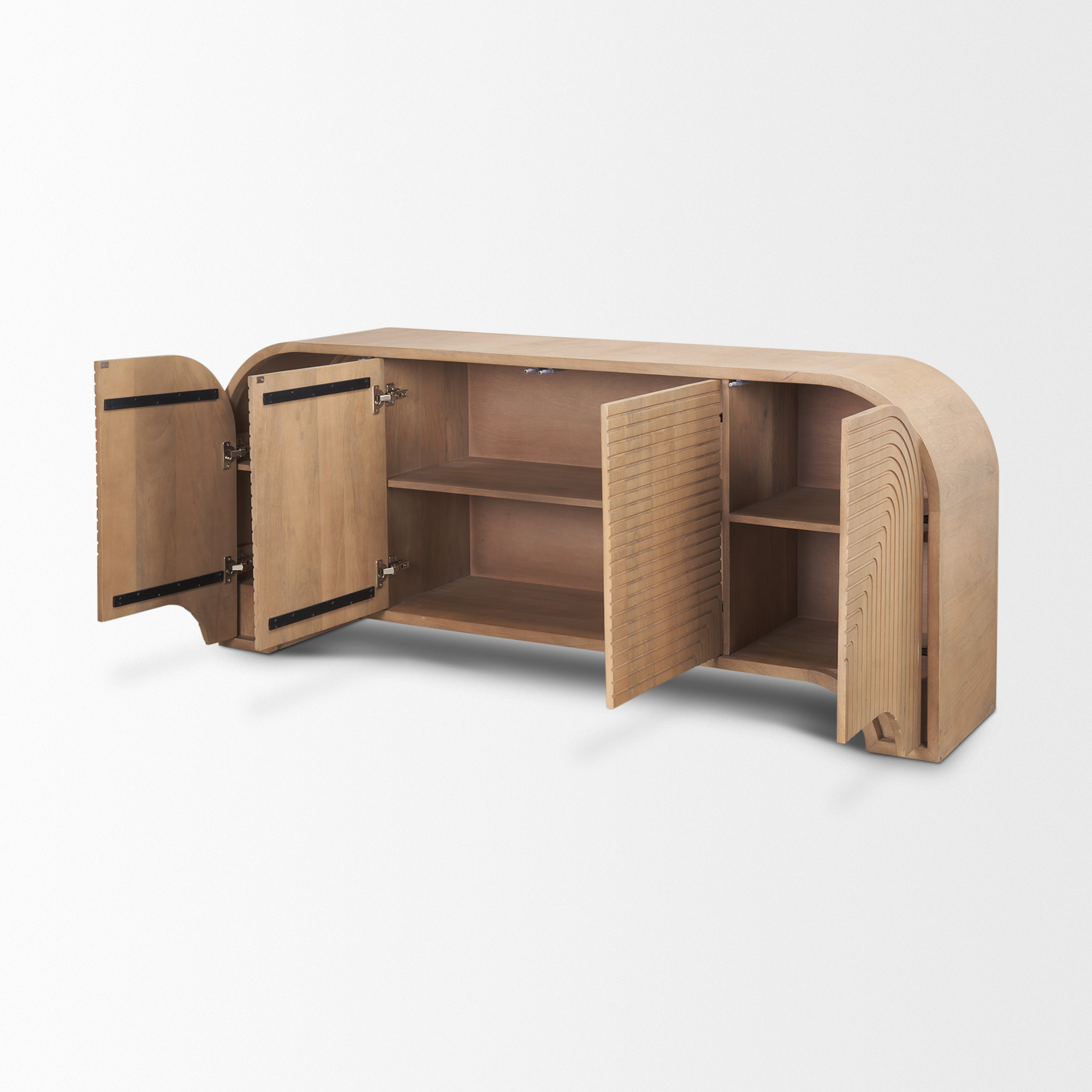 sorina reverse fluted light brown wood sideboard