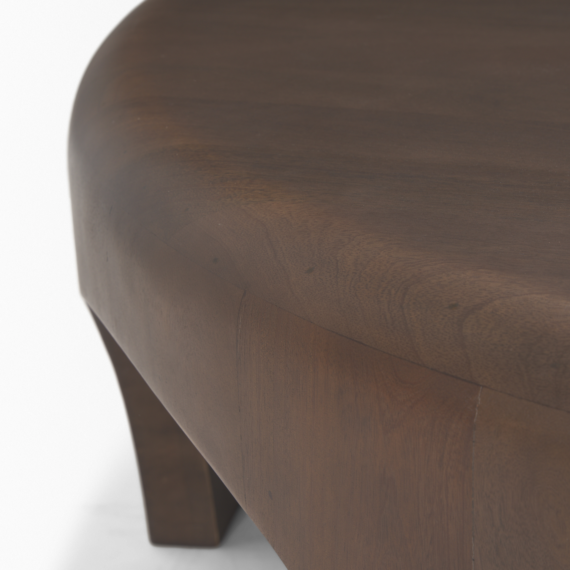shima round dark brown wood w/arched legs coffee table
