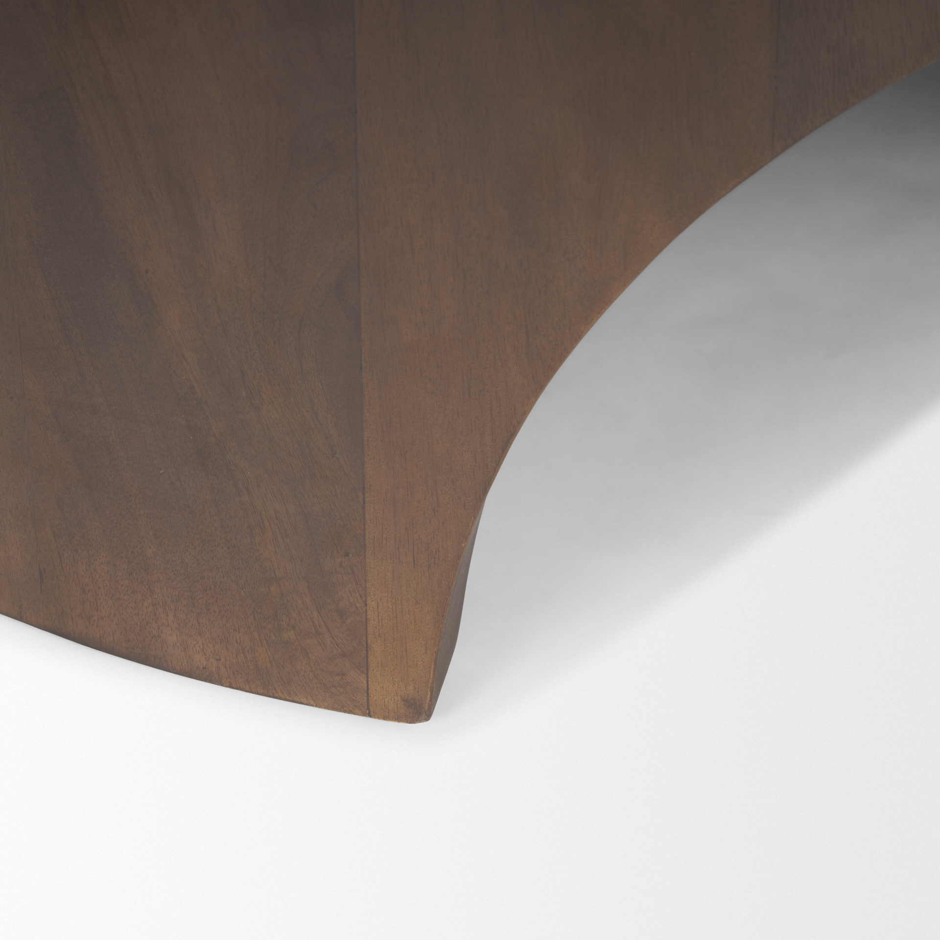 shima round dark brown wood w/arched legs coffee table