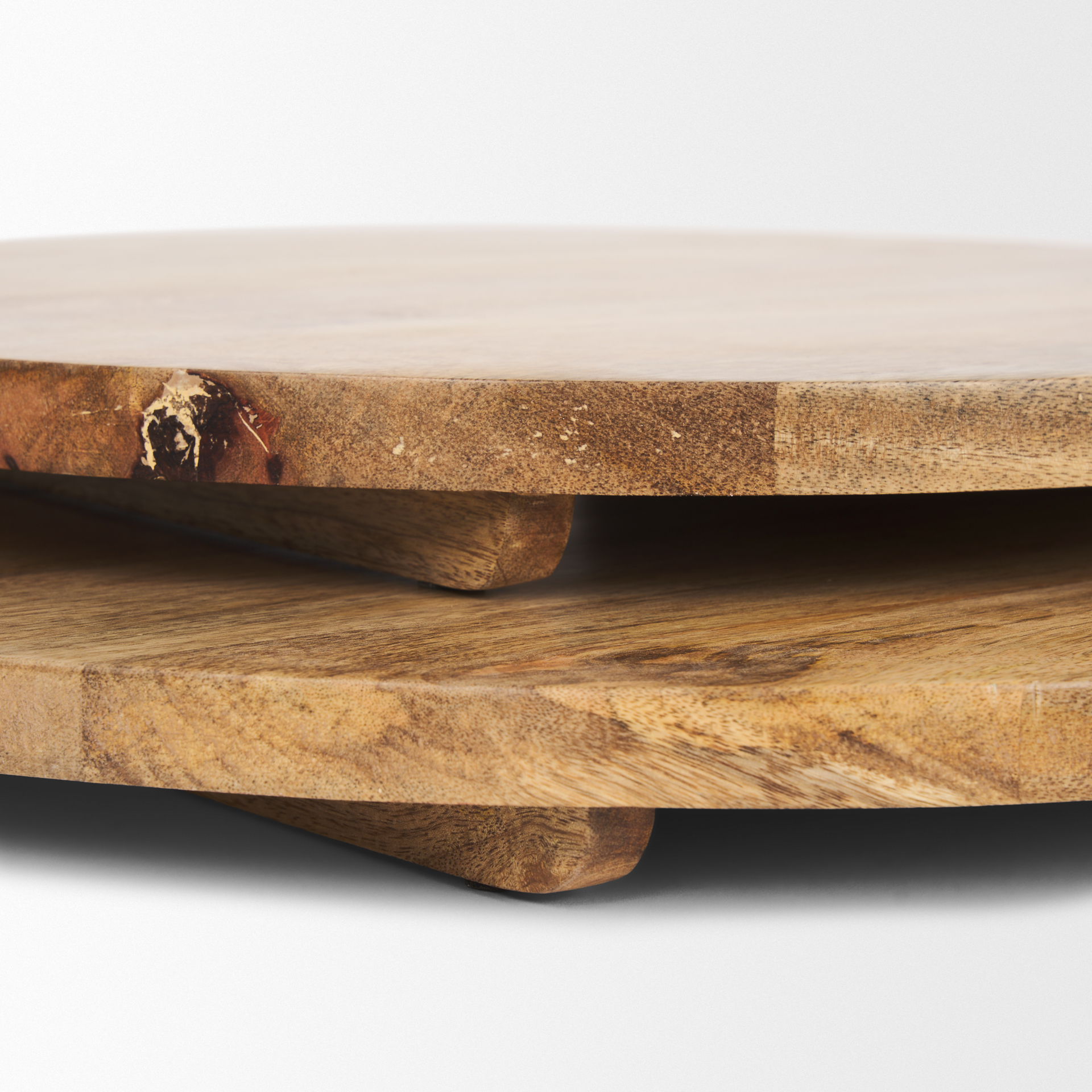 karana natural solid wood round serving boards