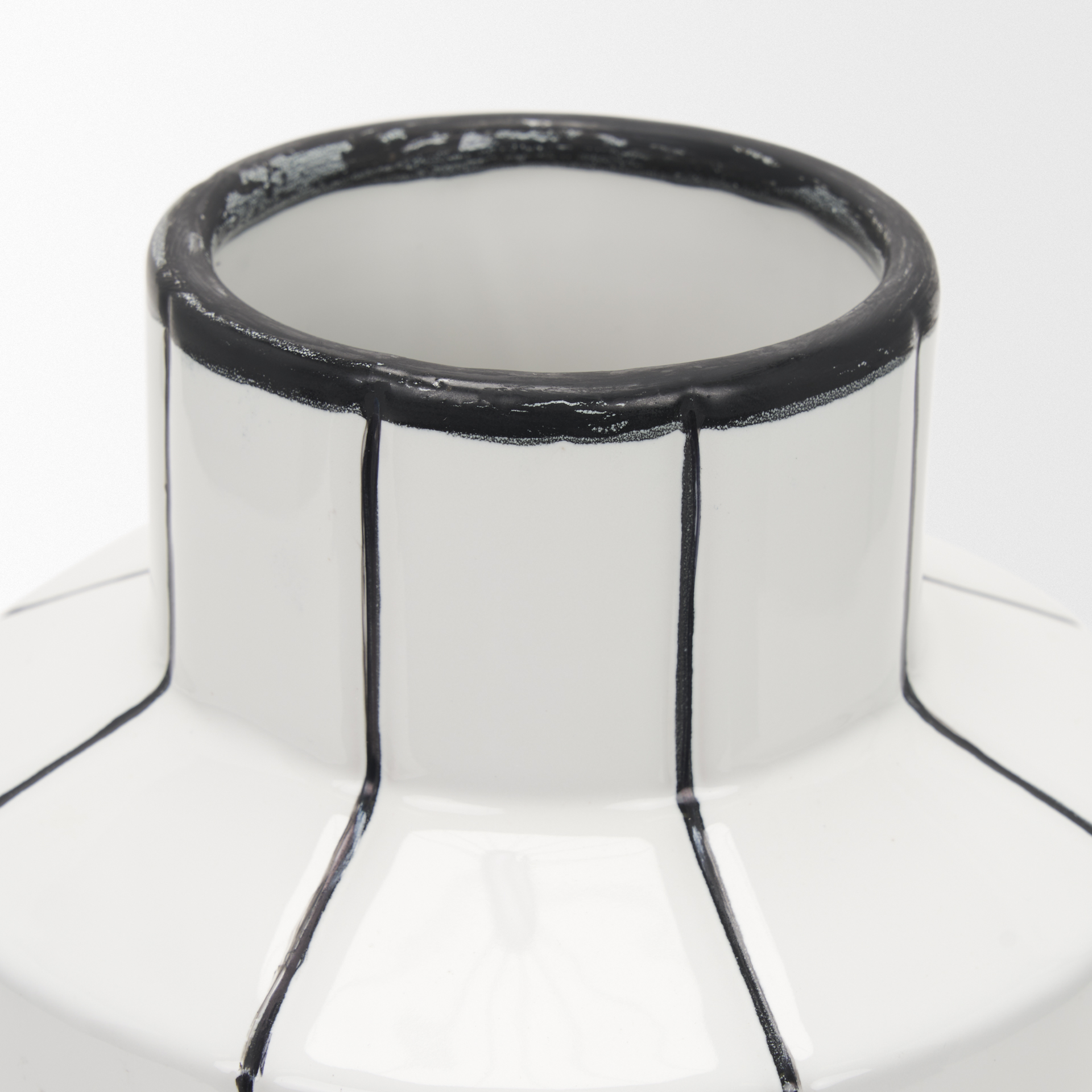 dinah small white w/ black stripes ceramic vase