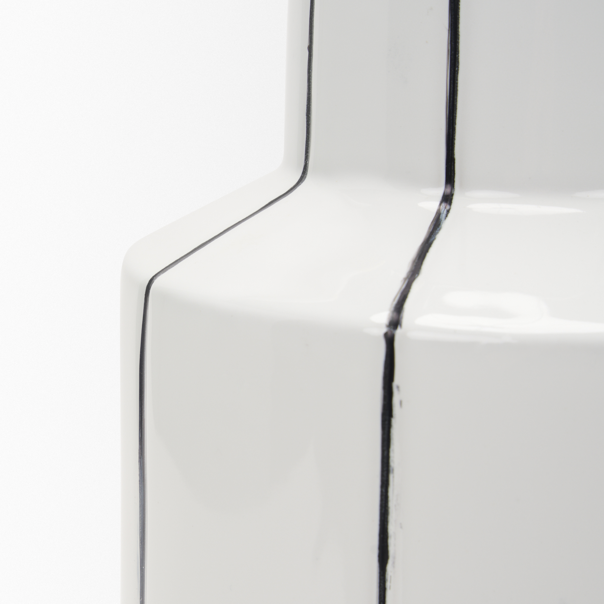 dinah small white w/ black stripes ceramic vase