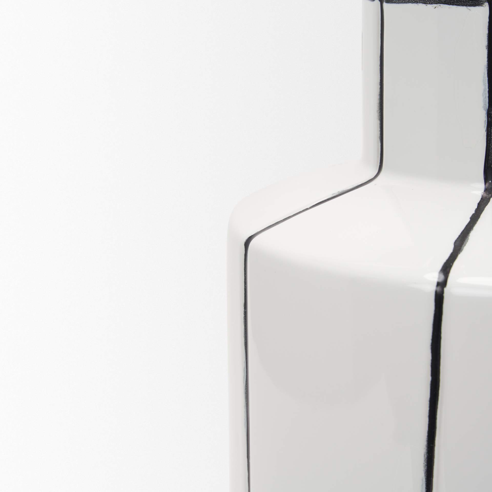 dinah large white w/ black stripes ceramic vase