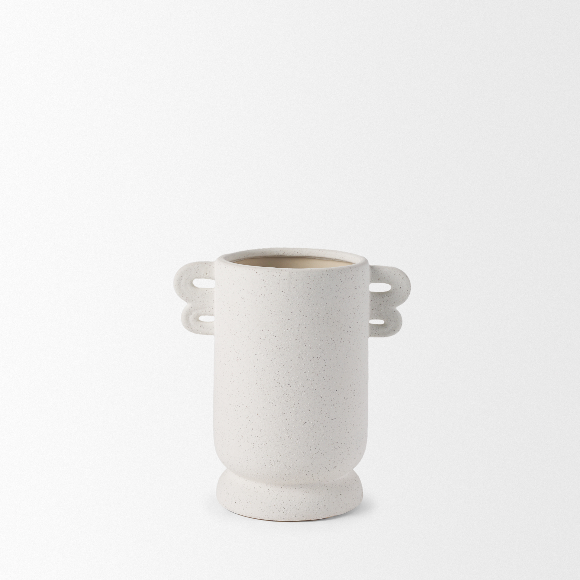 dylan small textured off white w/ handles ceramic vase