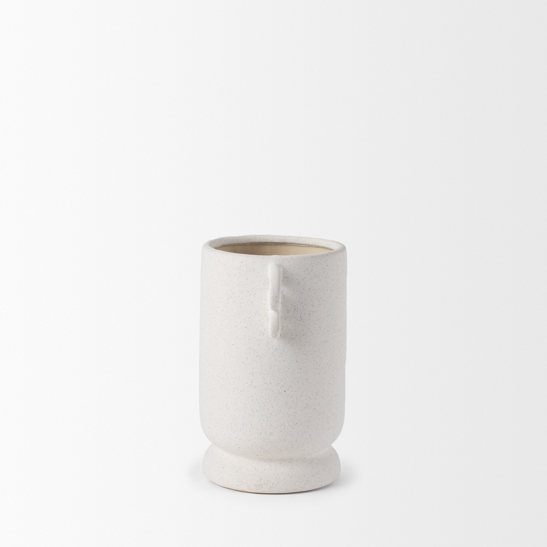dylan small textured off white w/ handles ceramic vase