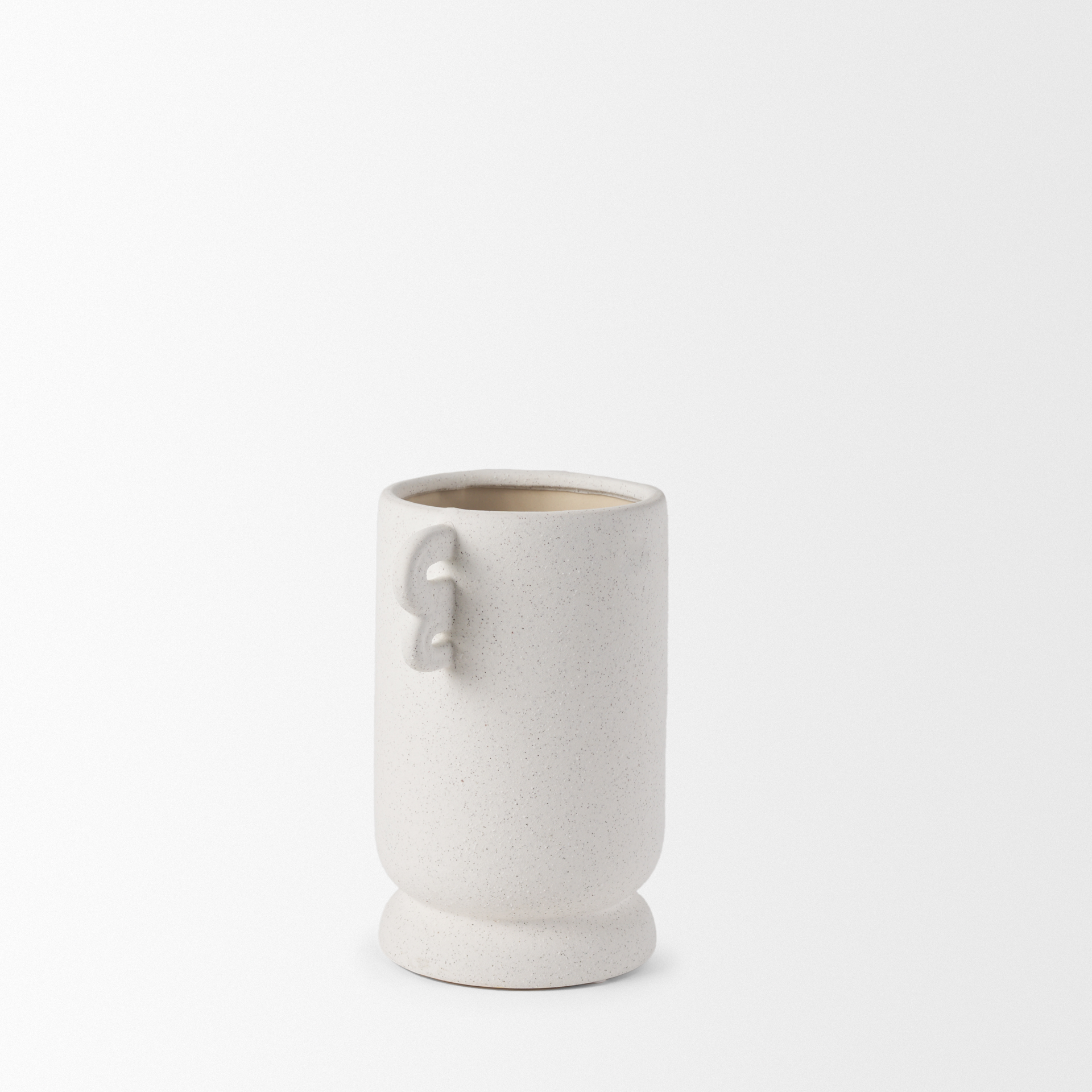 dylan small textured off white w/ handles ceramic vase
