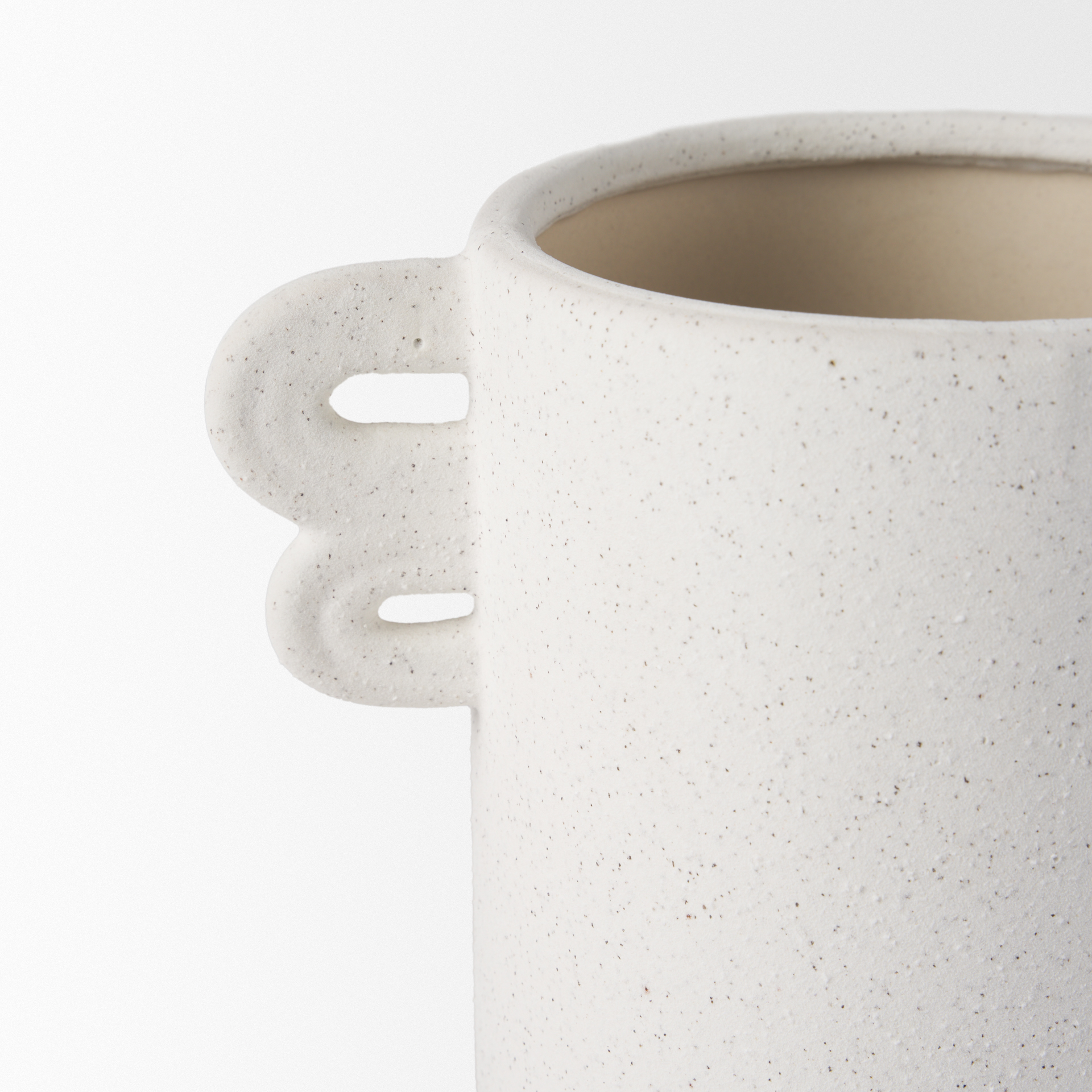 dylan small textured off white w/ handles ceramic vase