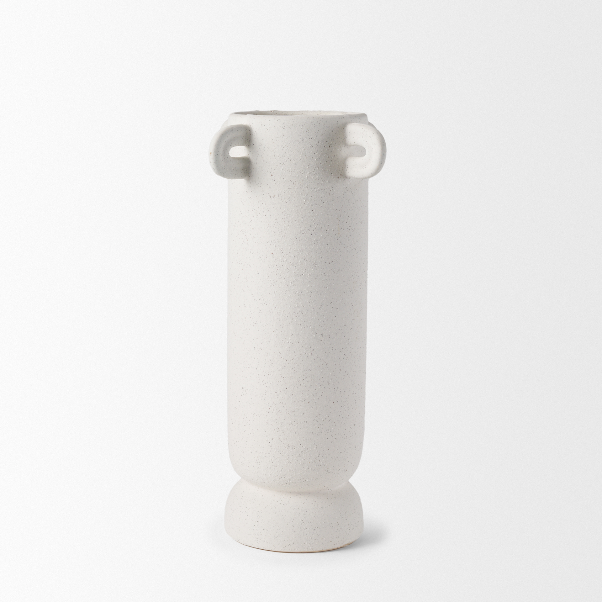 dylan tall textured off white w/ handles ceramic vase