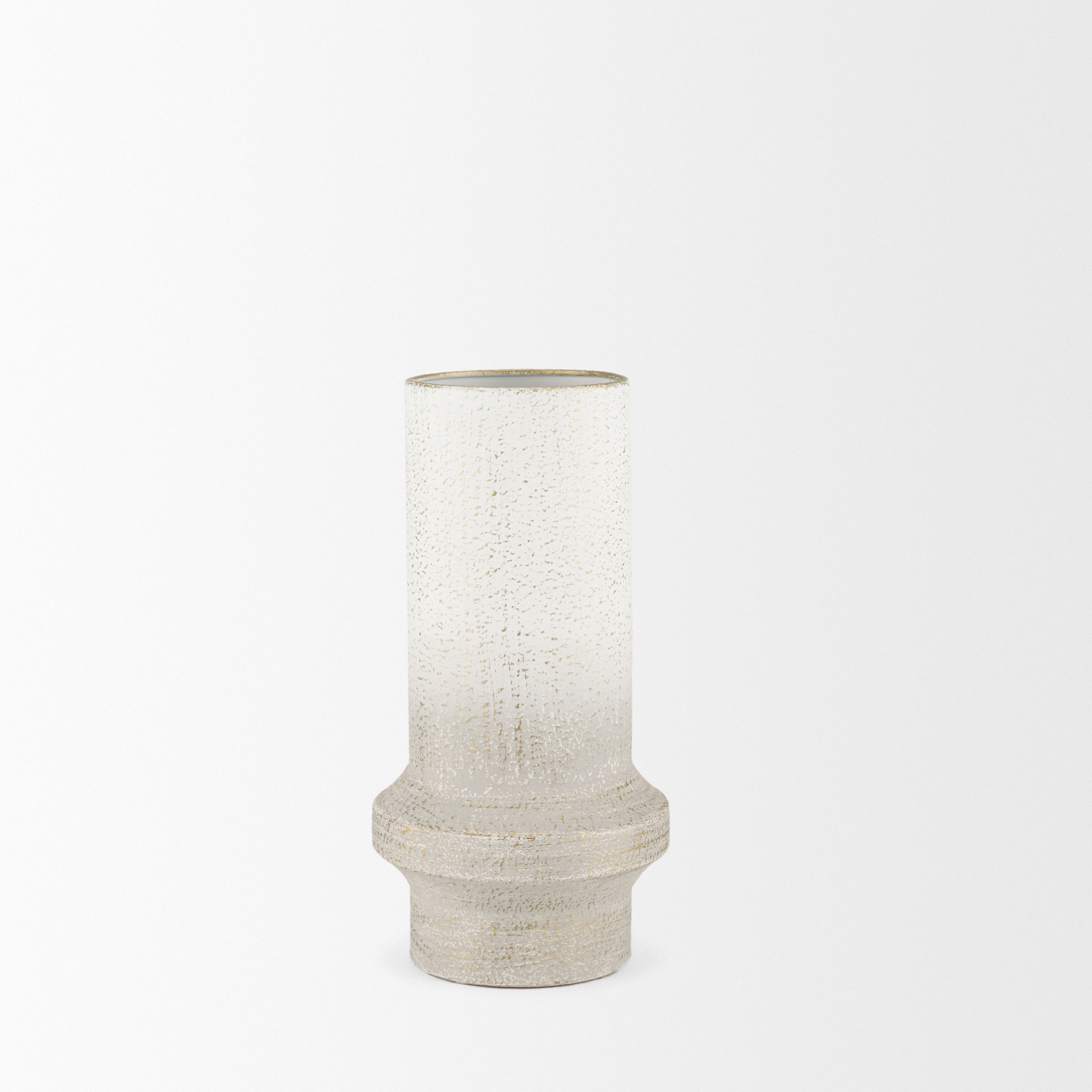 tovah small textured white w/ gold metal vase