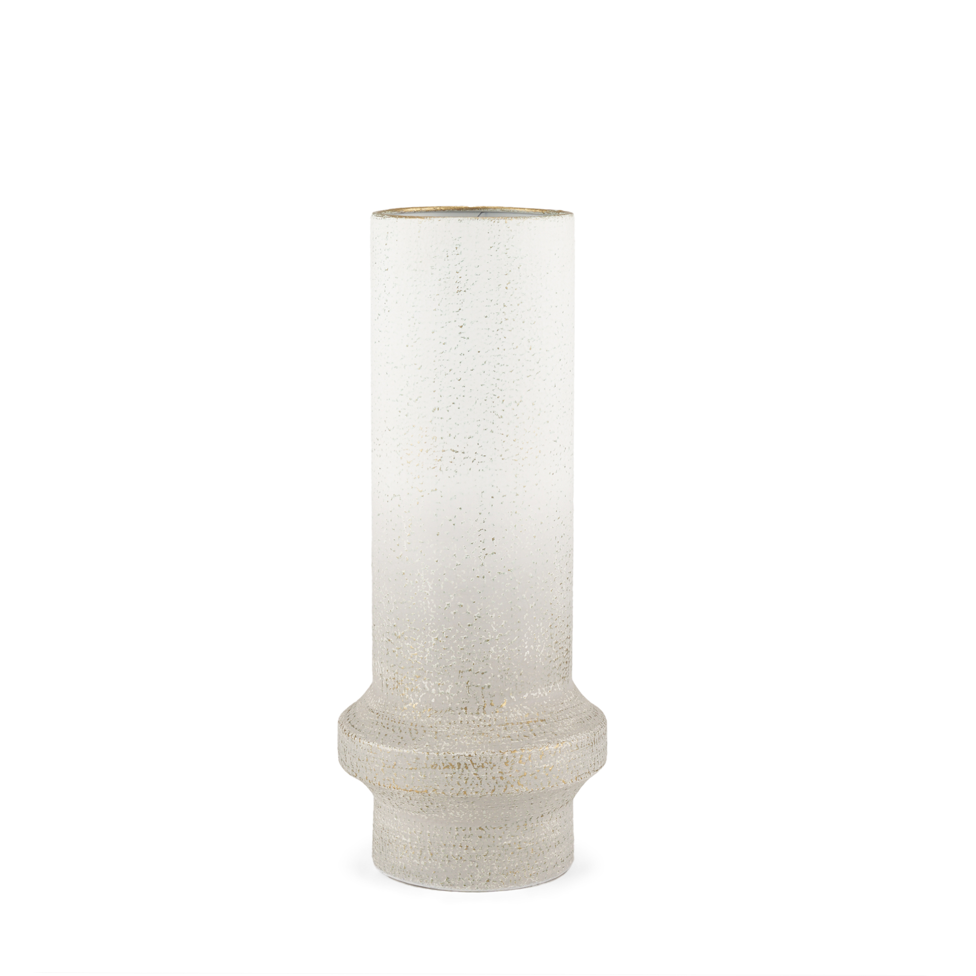 tovah medium textured white w/ gold metal vase