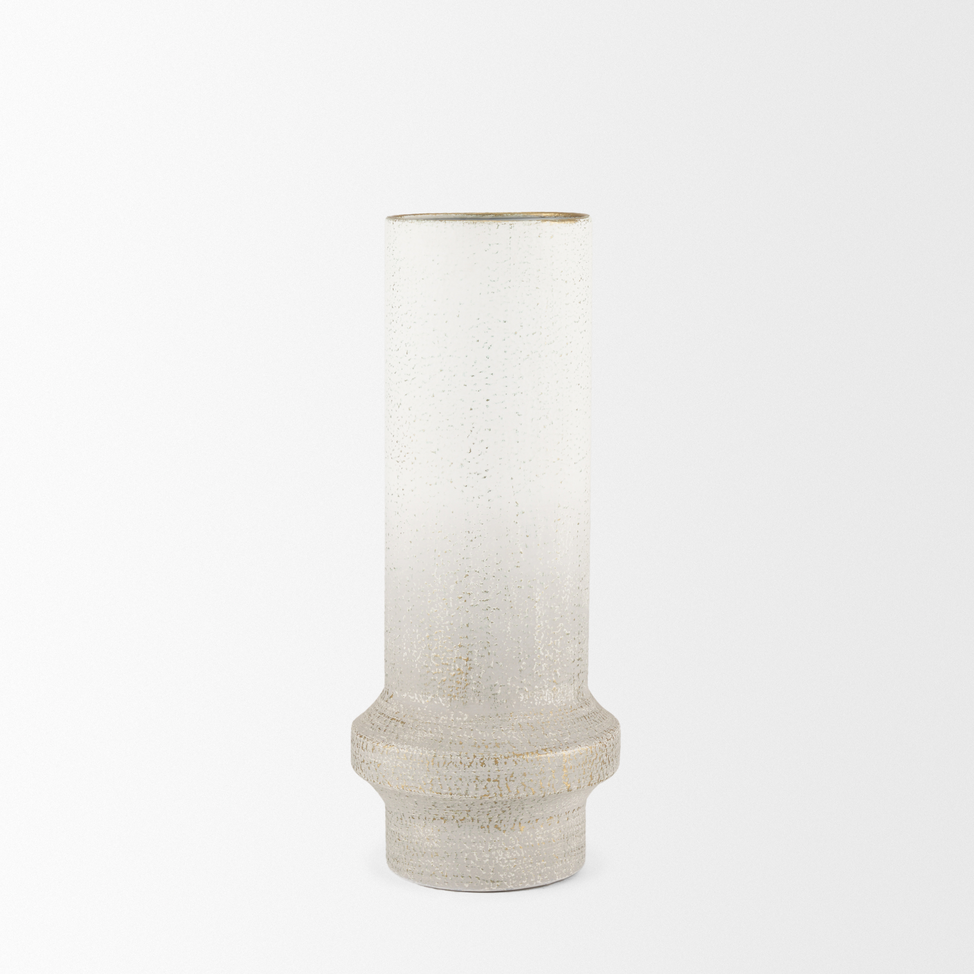 tovah medium textured white w/ gold metal vase