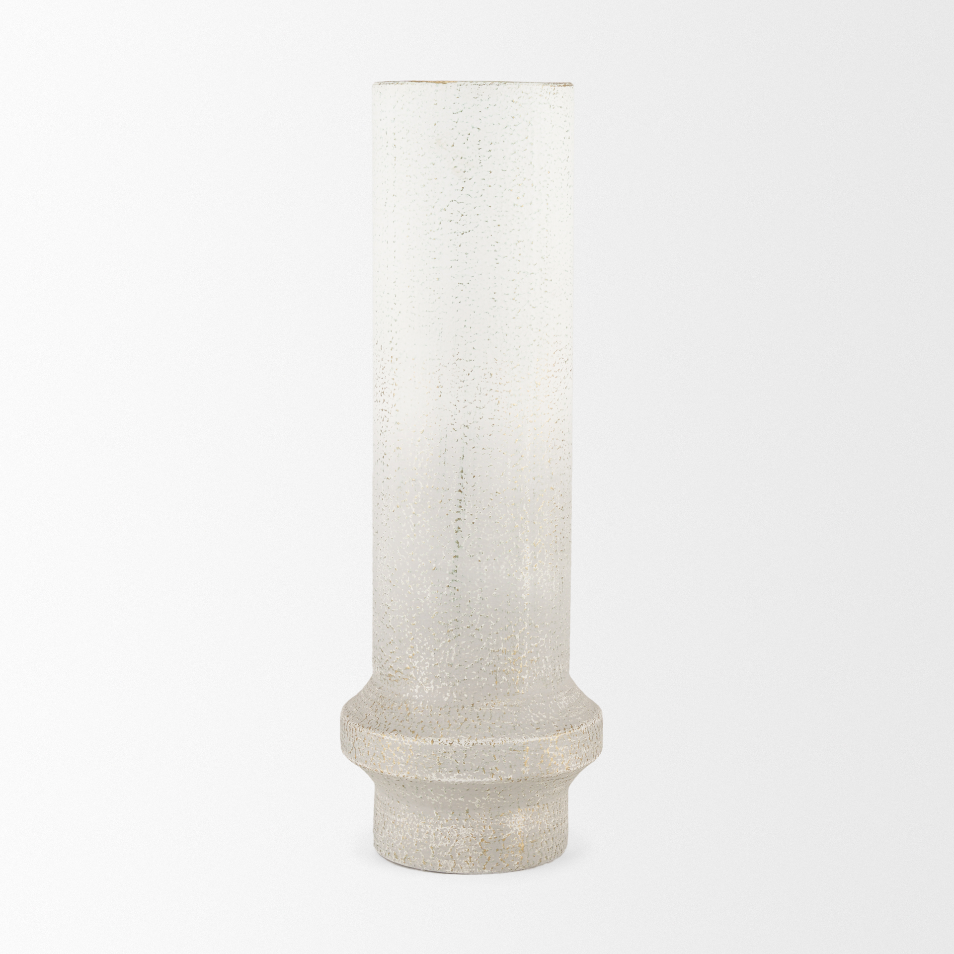 tovah tall textured white w/ gold metal vase