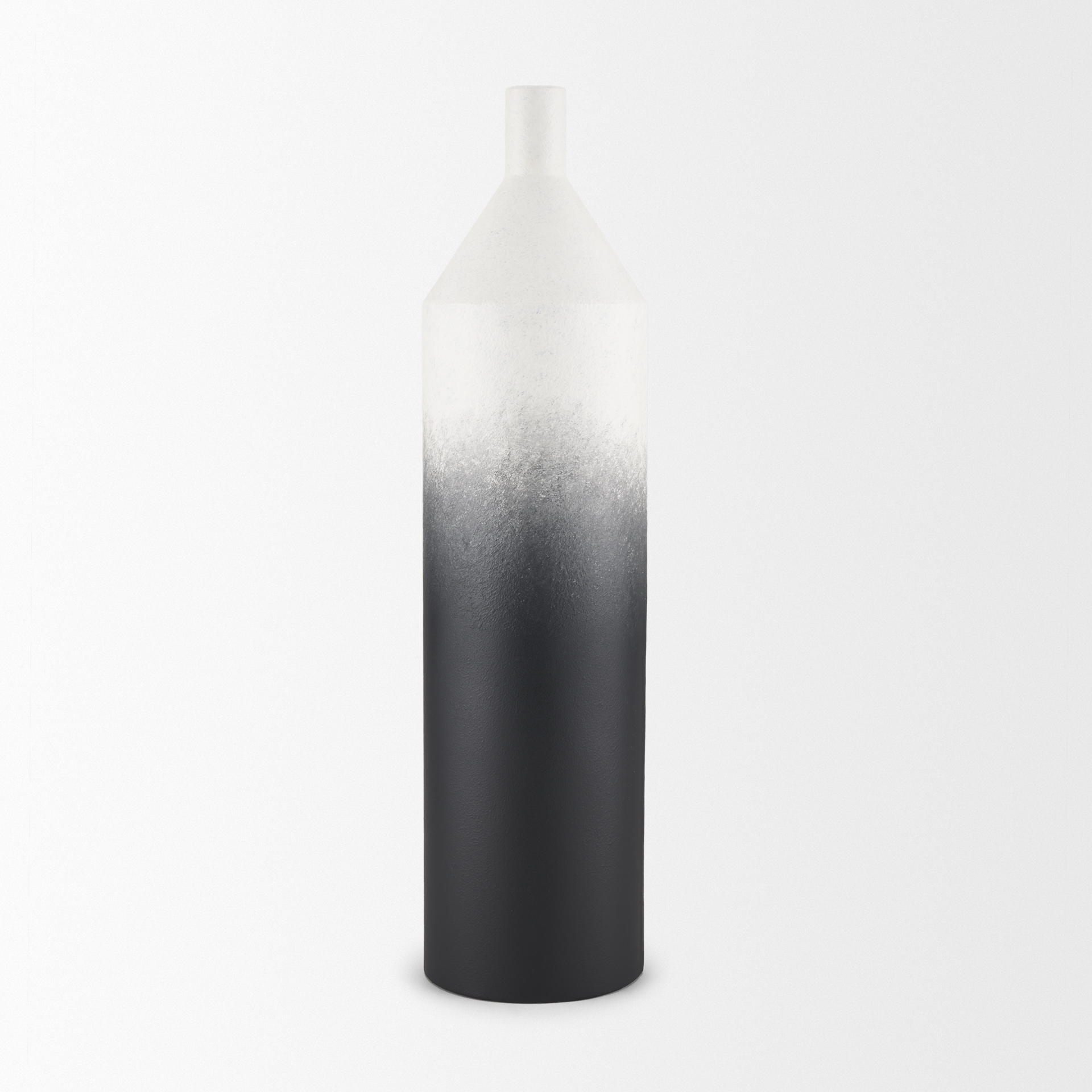 townley tall white w/ black ombre metal vase