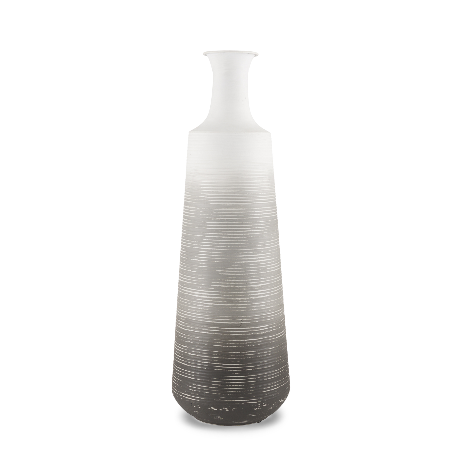 toru tall white w/ grey ombre metal vase