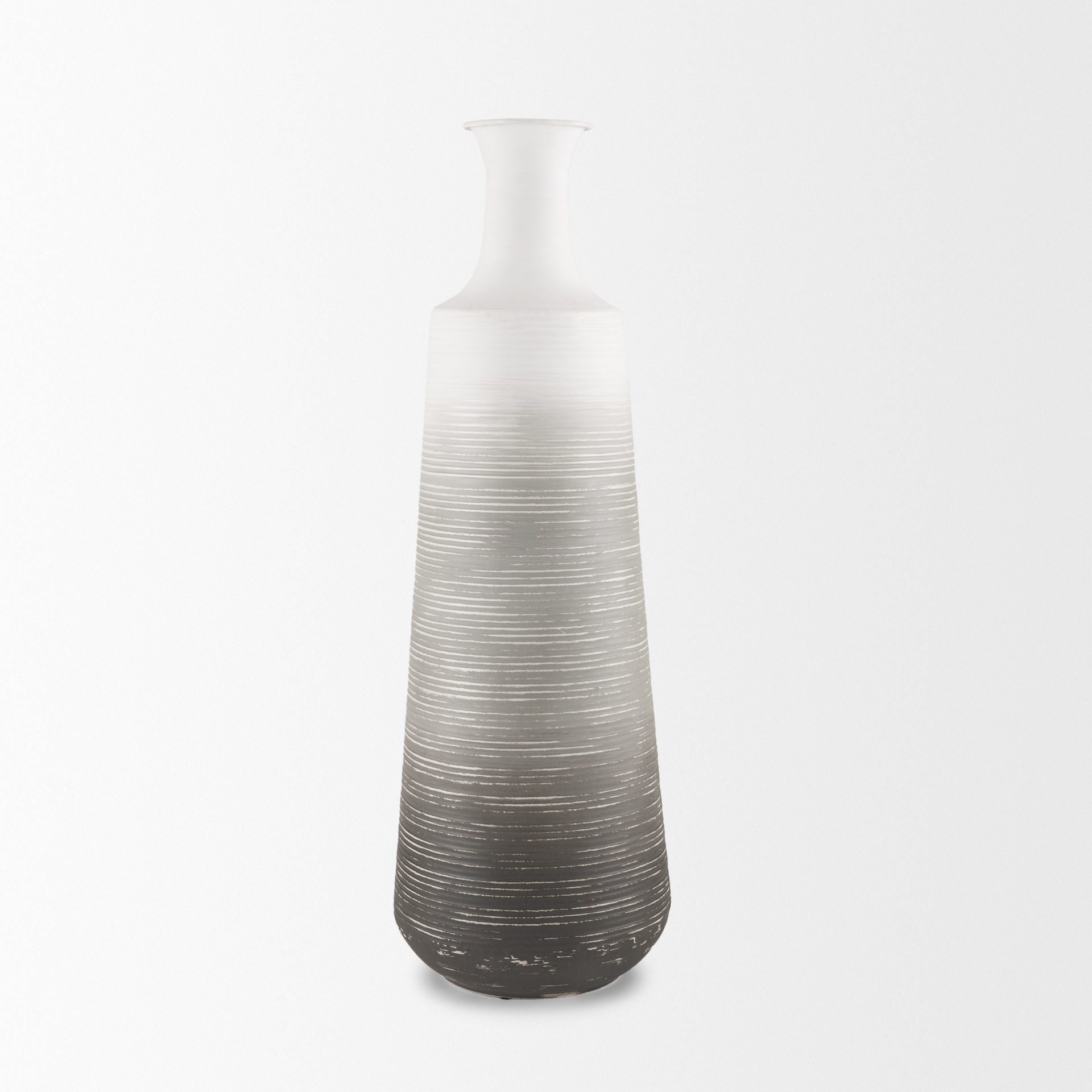 toru tall white w/ grey ombre metal vase