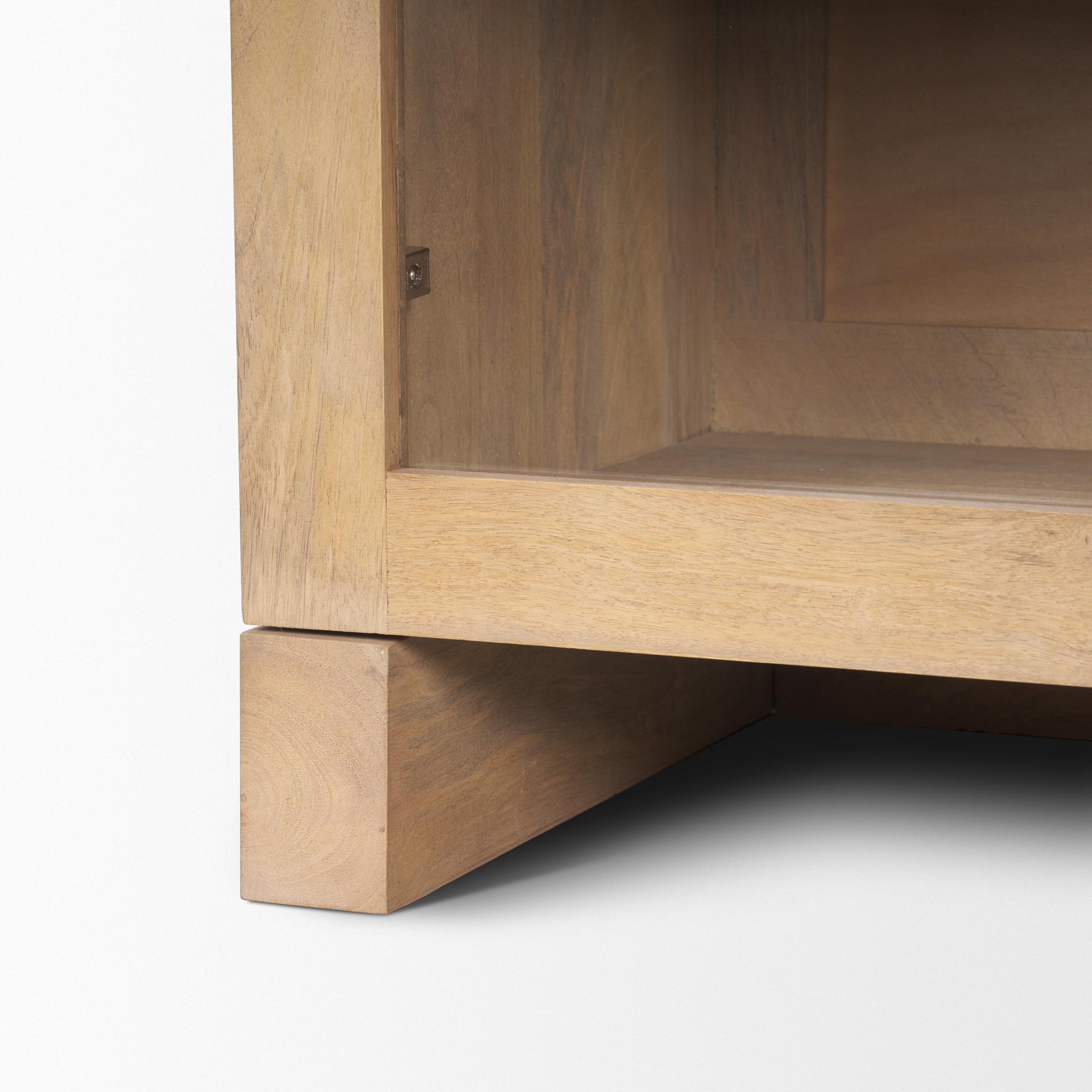 suri light brown wood w/ glass doors sideboard