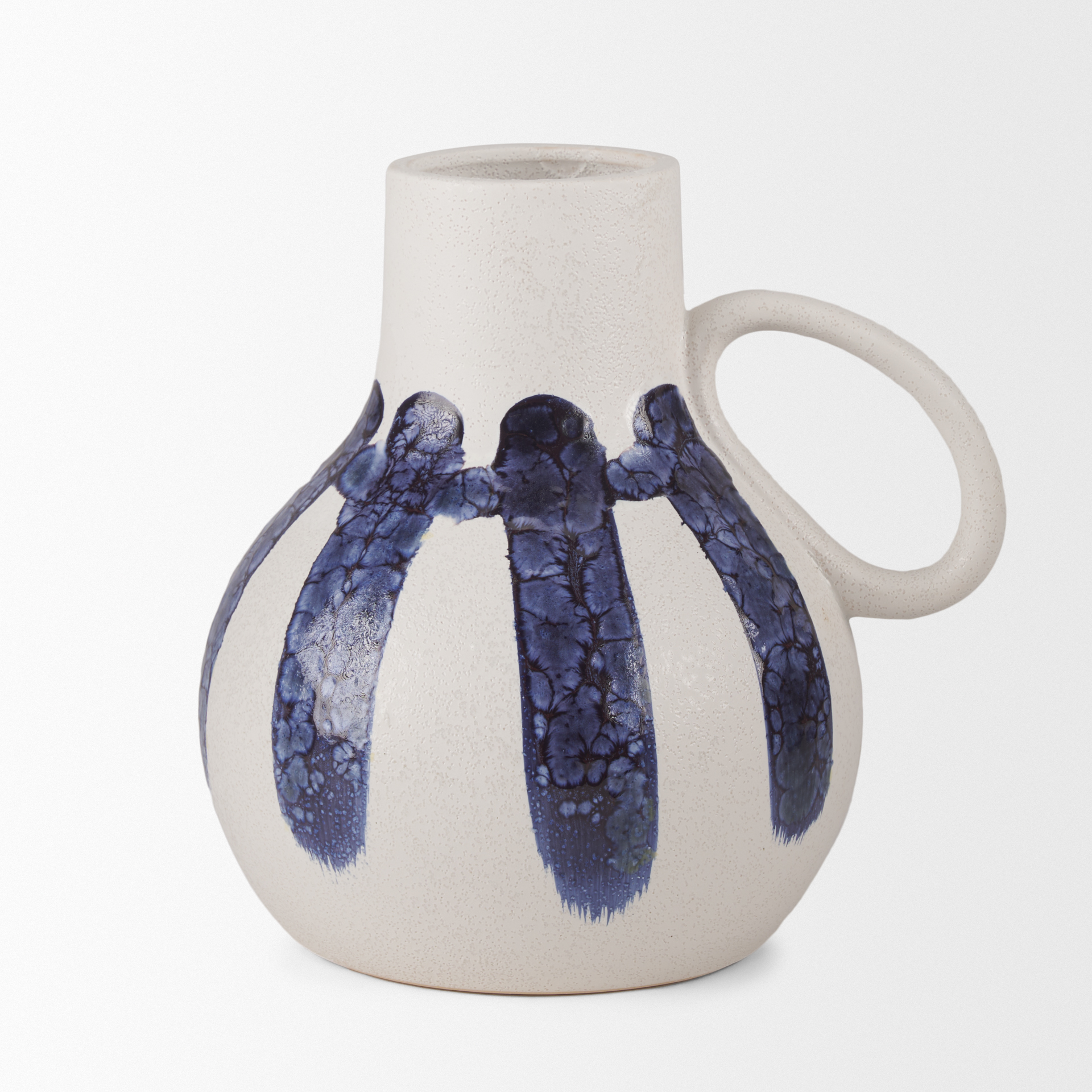 truett white w/ blue stripes ceramic jug vase