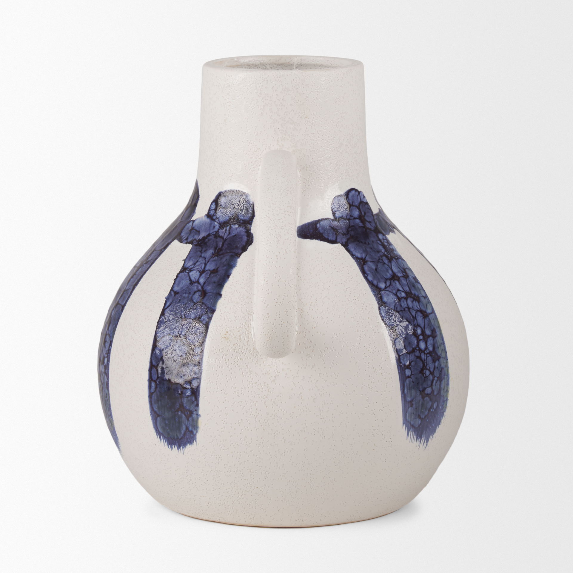 truett white w/ blue stripes ceramic jug vase