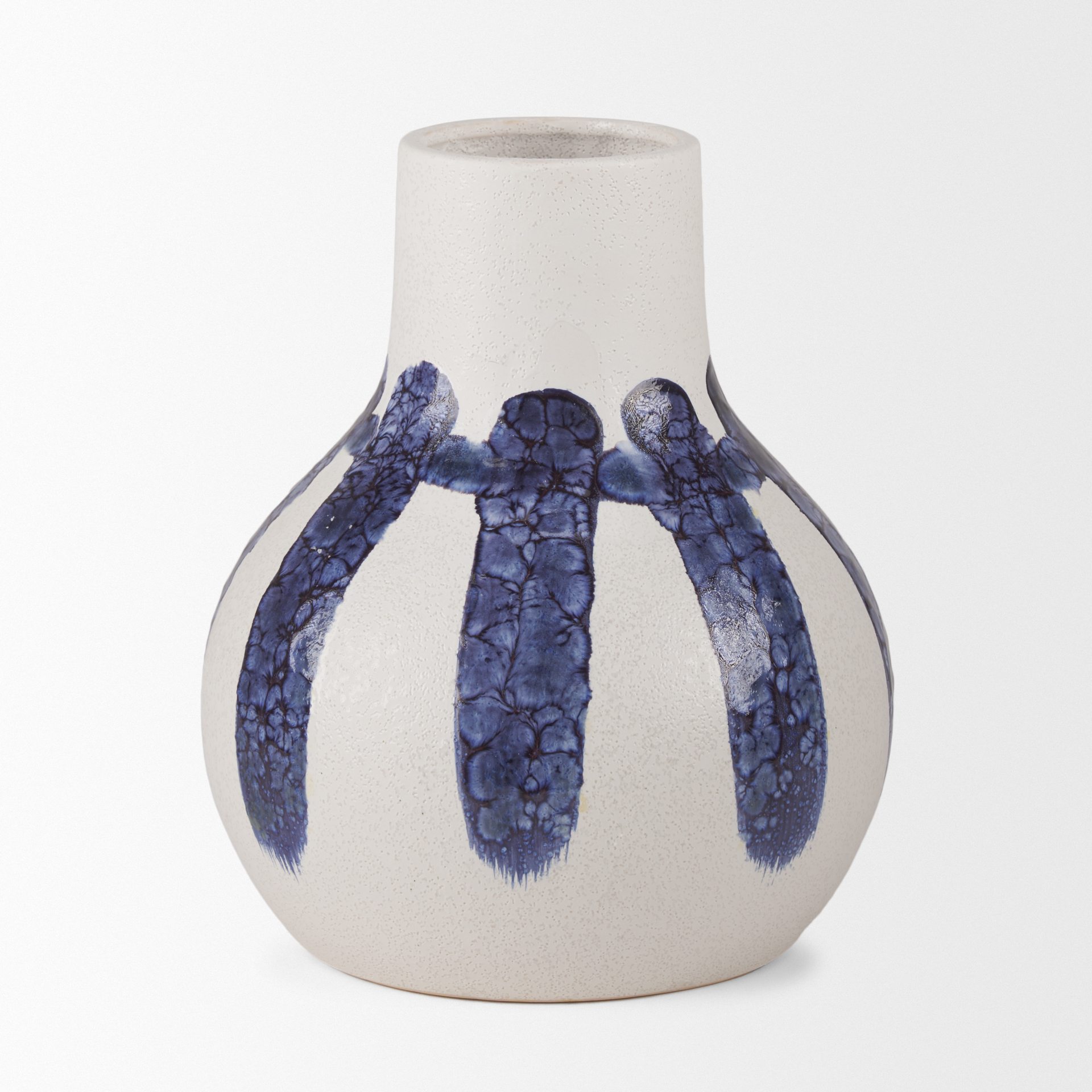 truett white w/ blue stripes ceramic jug vase
