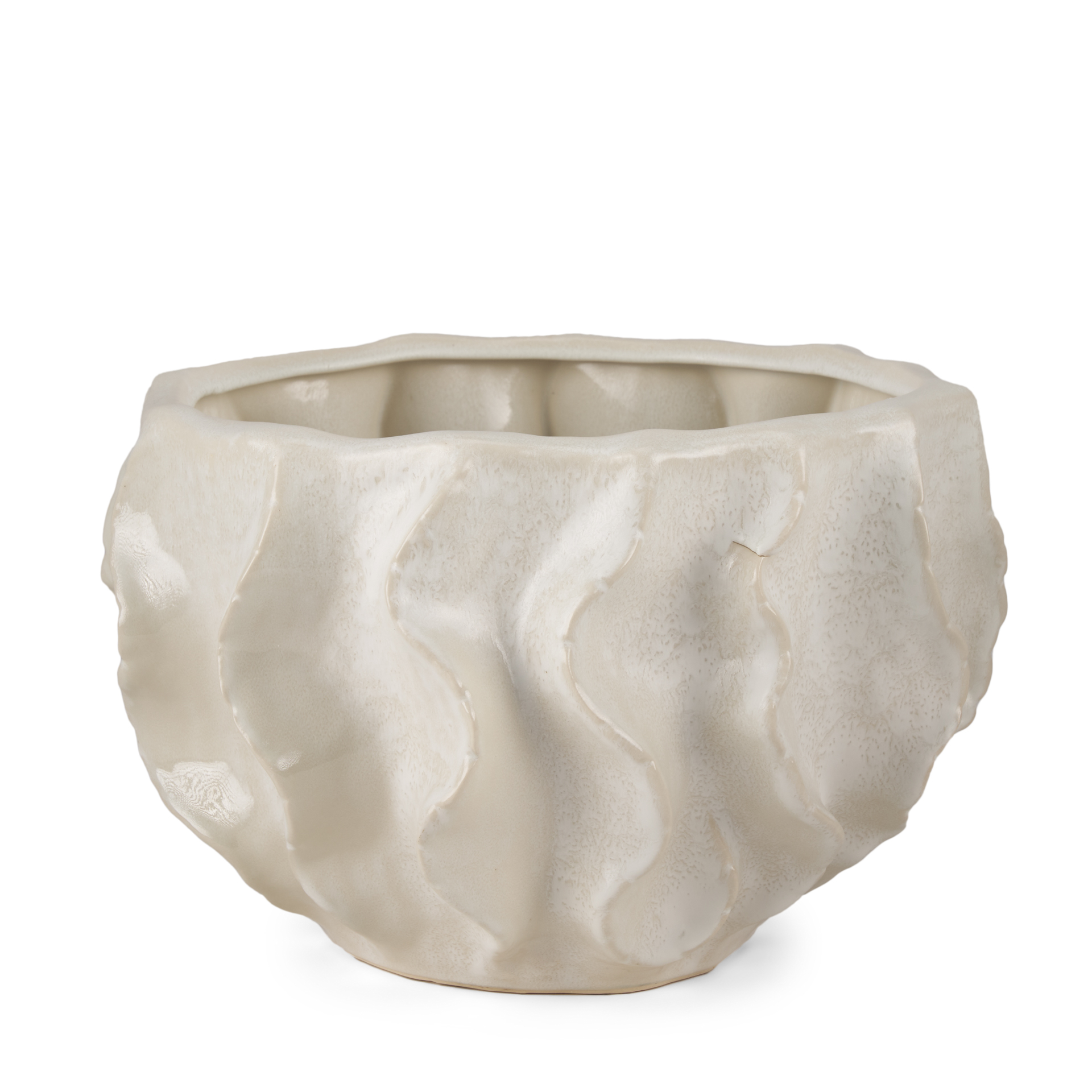 vahn sculptural cream glazed decorative ceramic bowl
