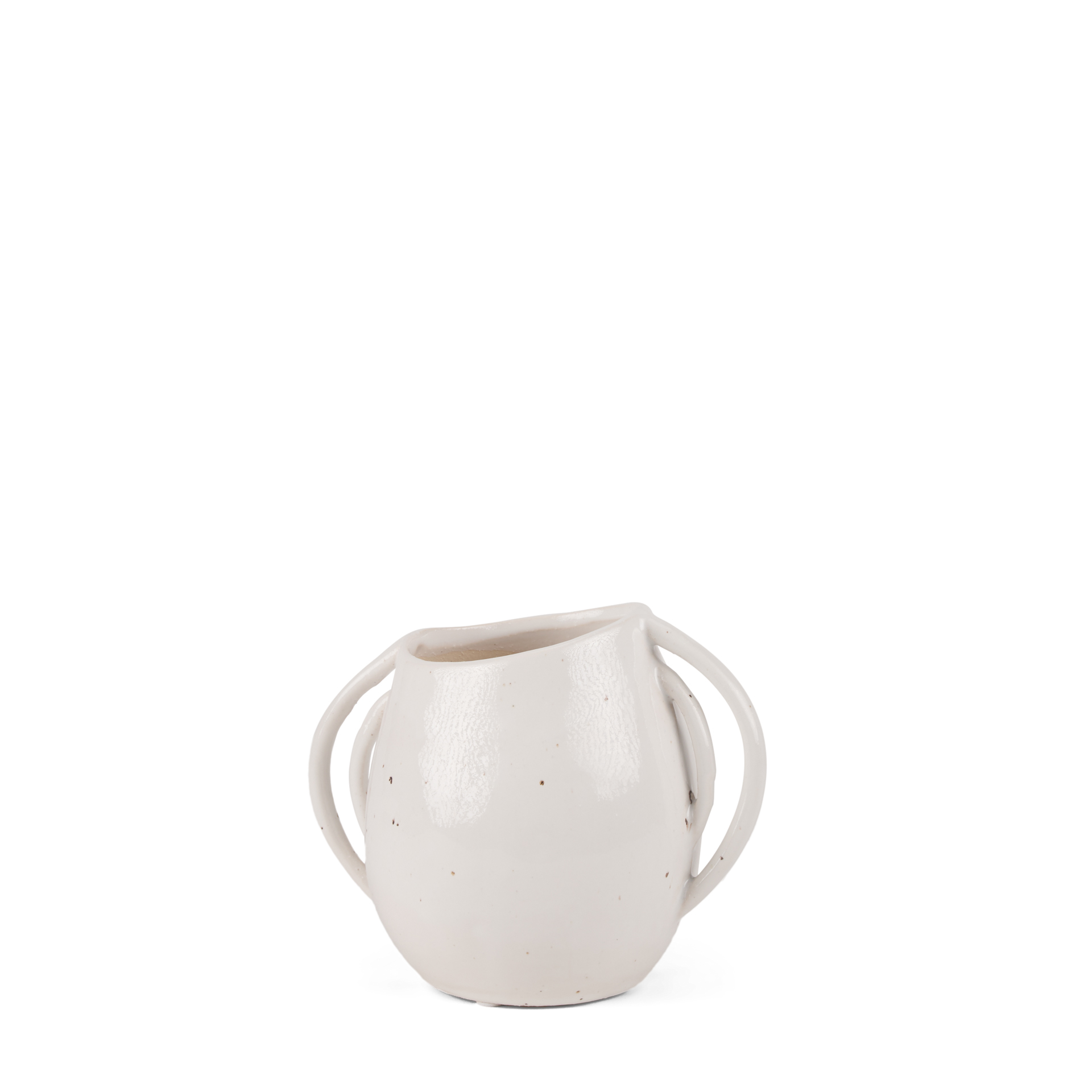 urvi short off white speckled asymmetrical ceramic vase