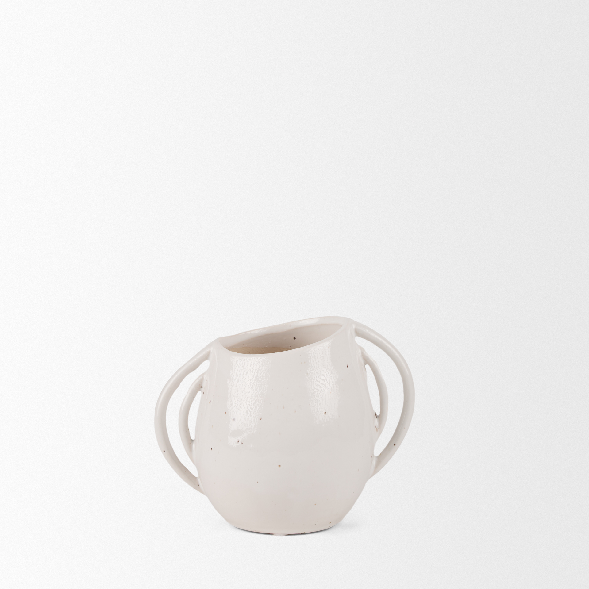 urvi short off white speckled asymmetrical ceramic vase