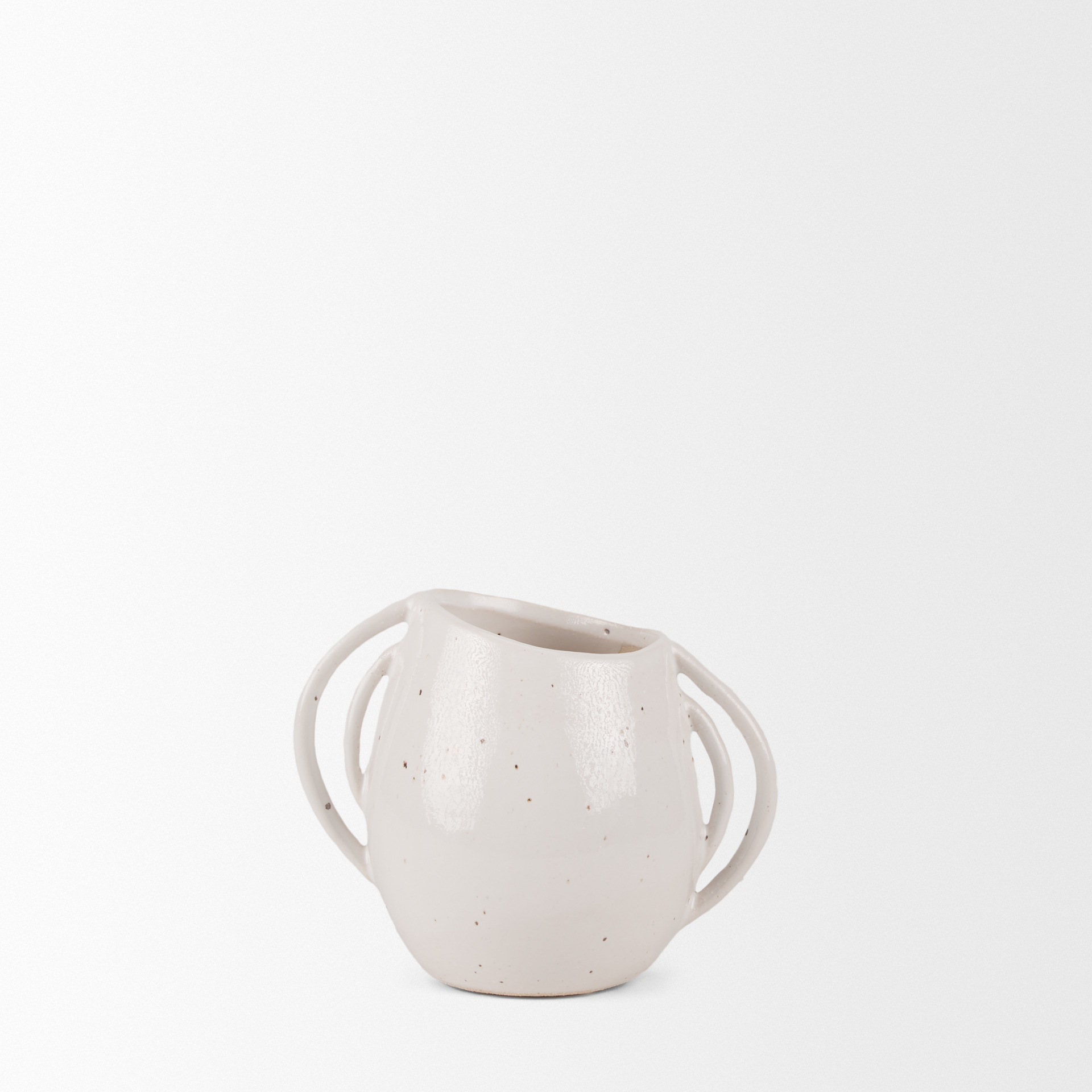 urvi short off white speckled asymmetrical ceramic vase