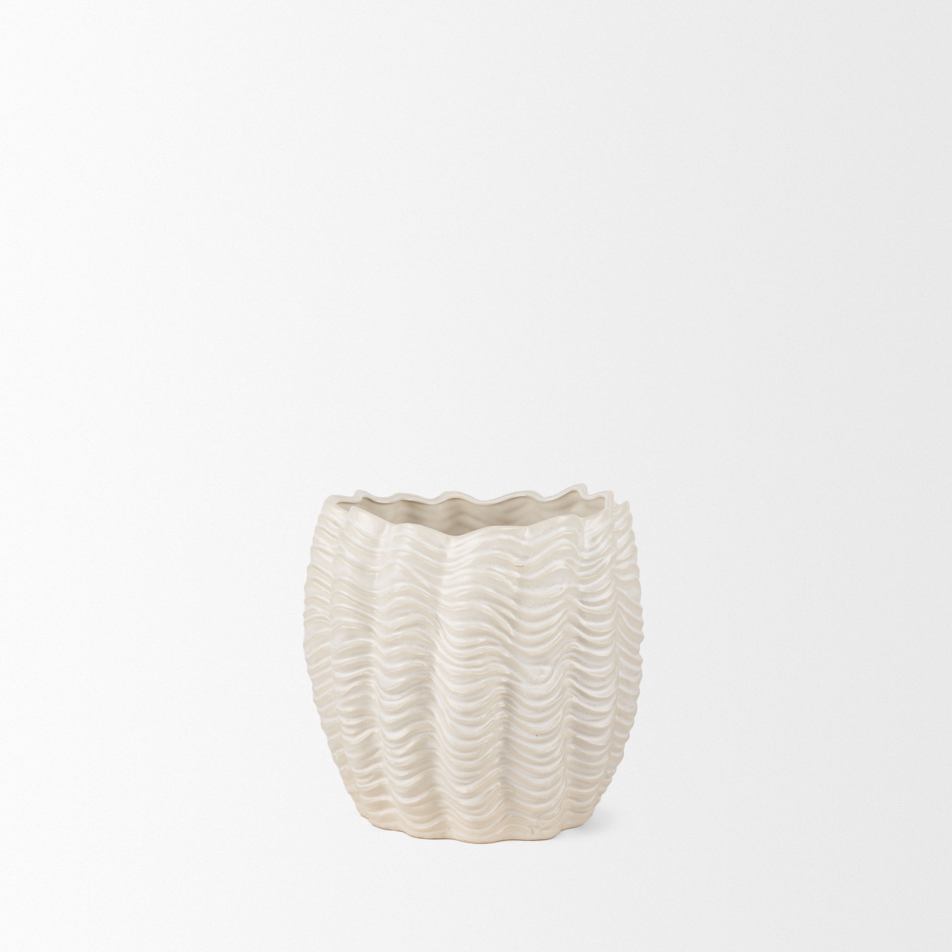 velia short seashell sculptural cream glazed ceramic vase