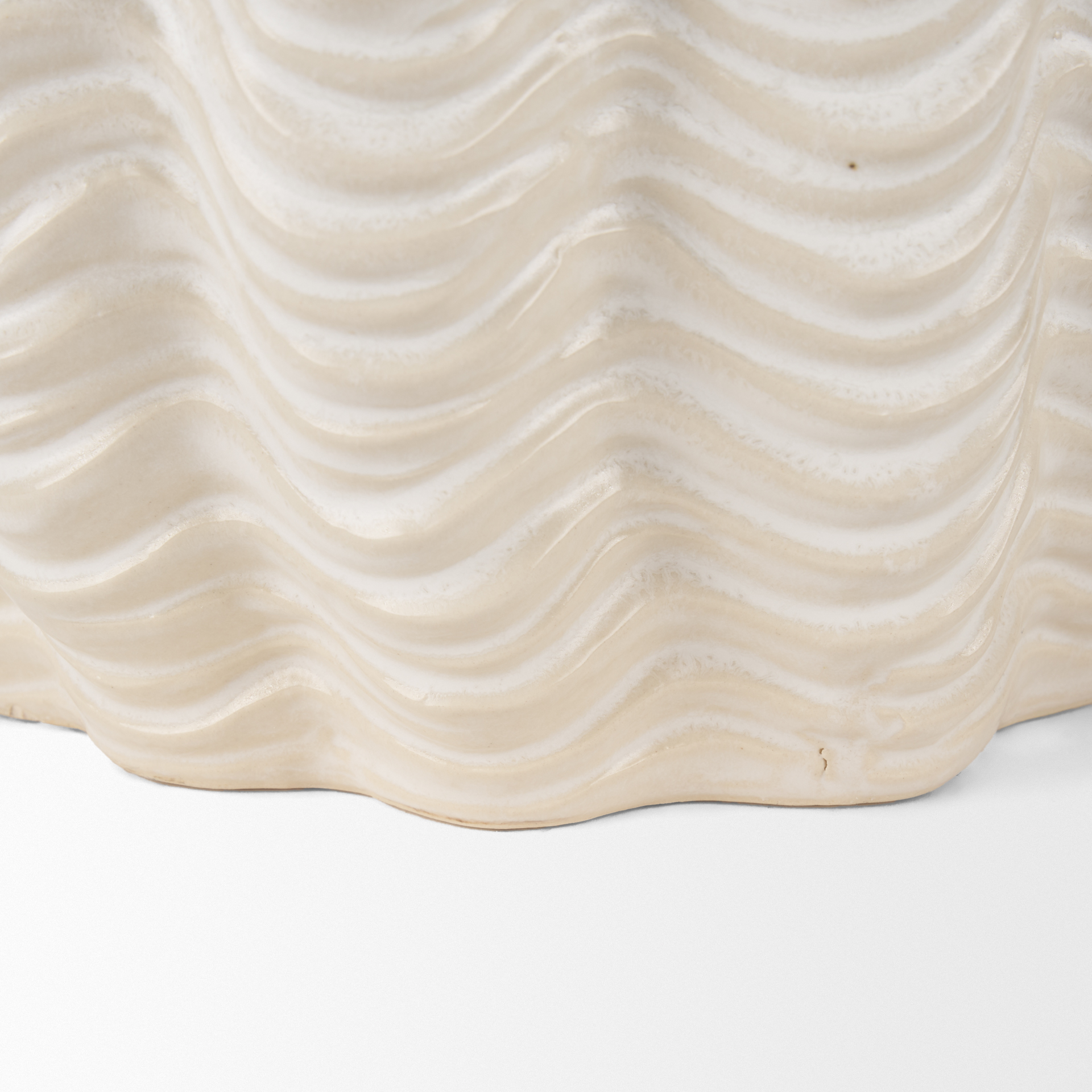 velia short seashell sculptural cream glazed ceramic vase