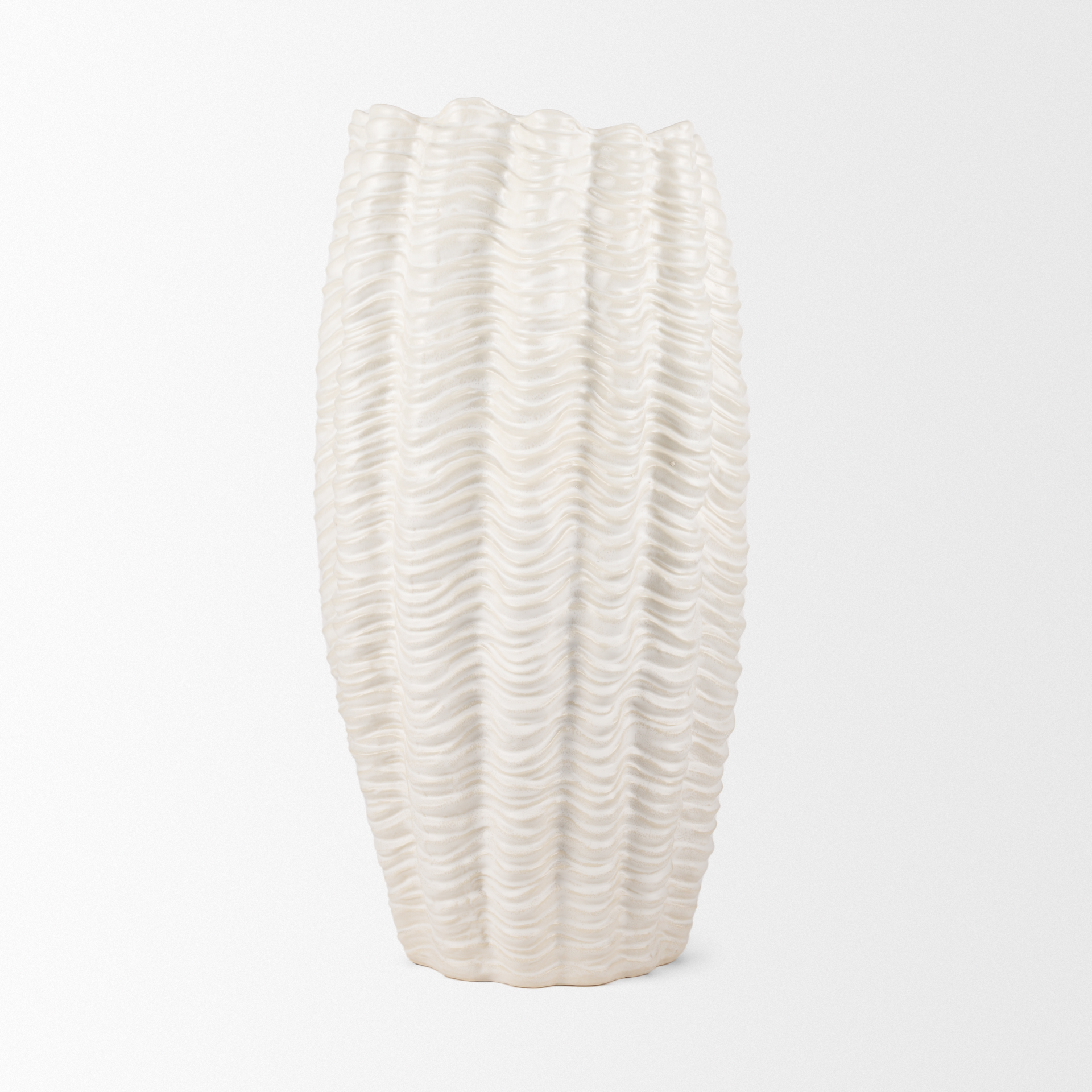 velia tall seashell sculptural cream glazed ceramic vase