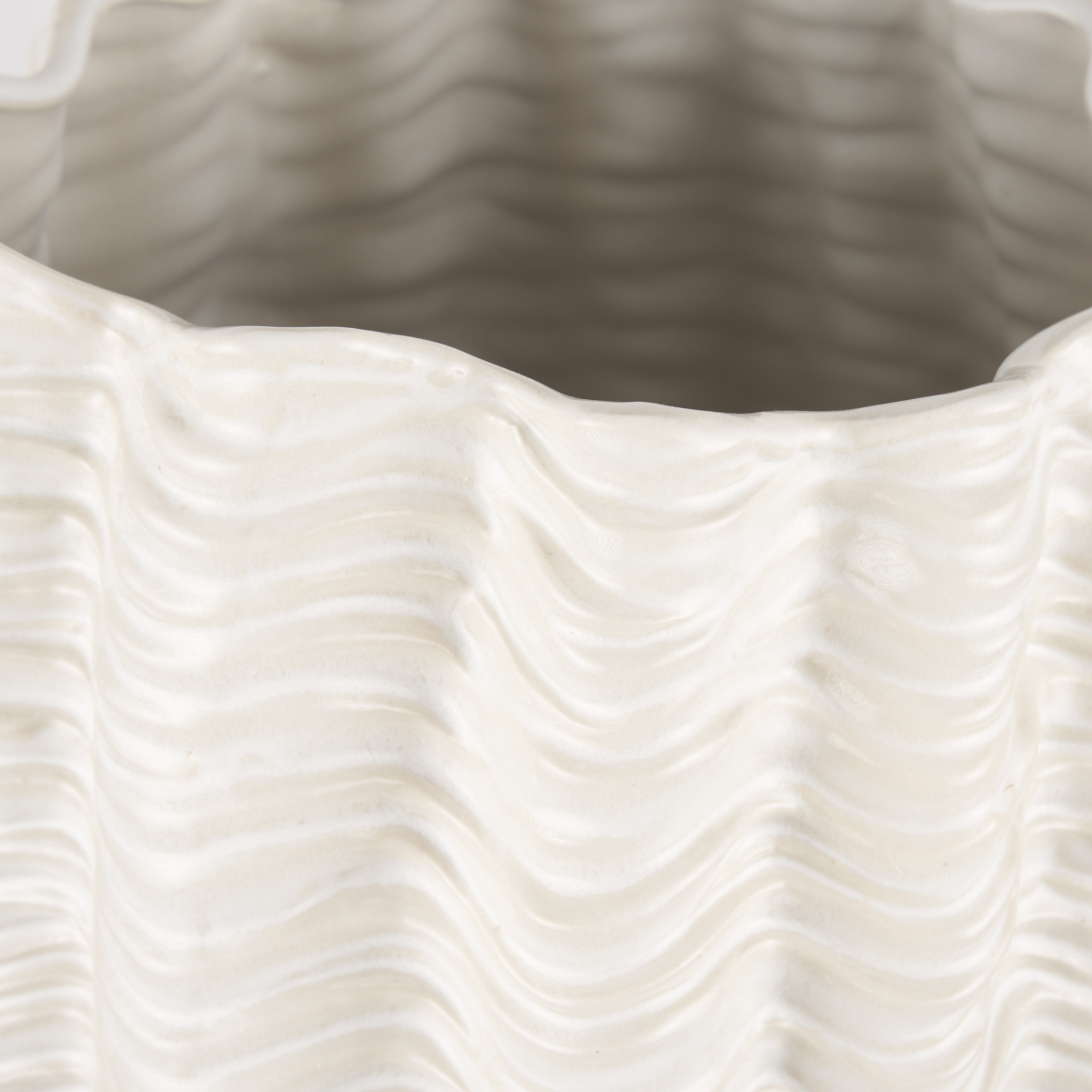 velia tall seashell sculptural cream glazed ceramic vase