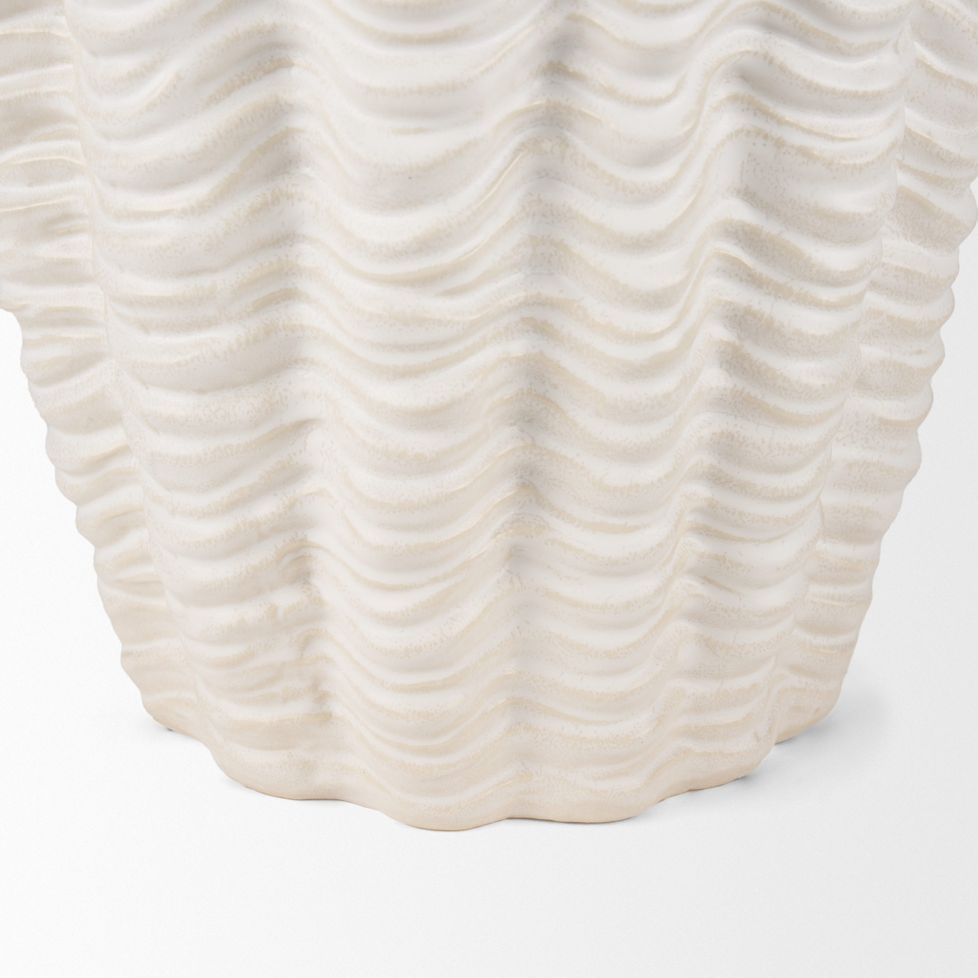 velia tall seashell sculptural cream glazed ceramic vase