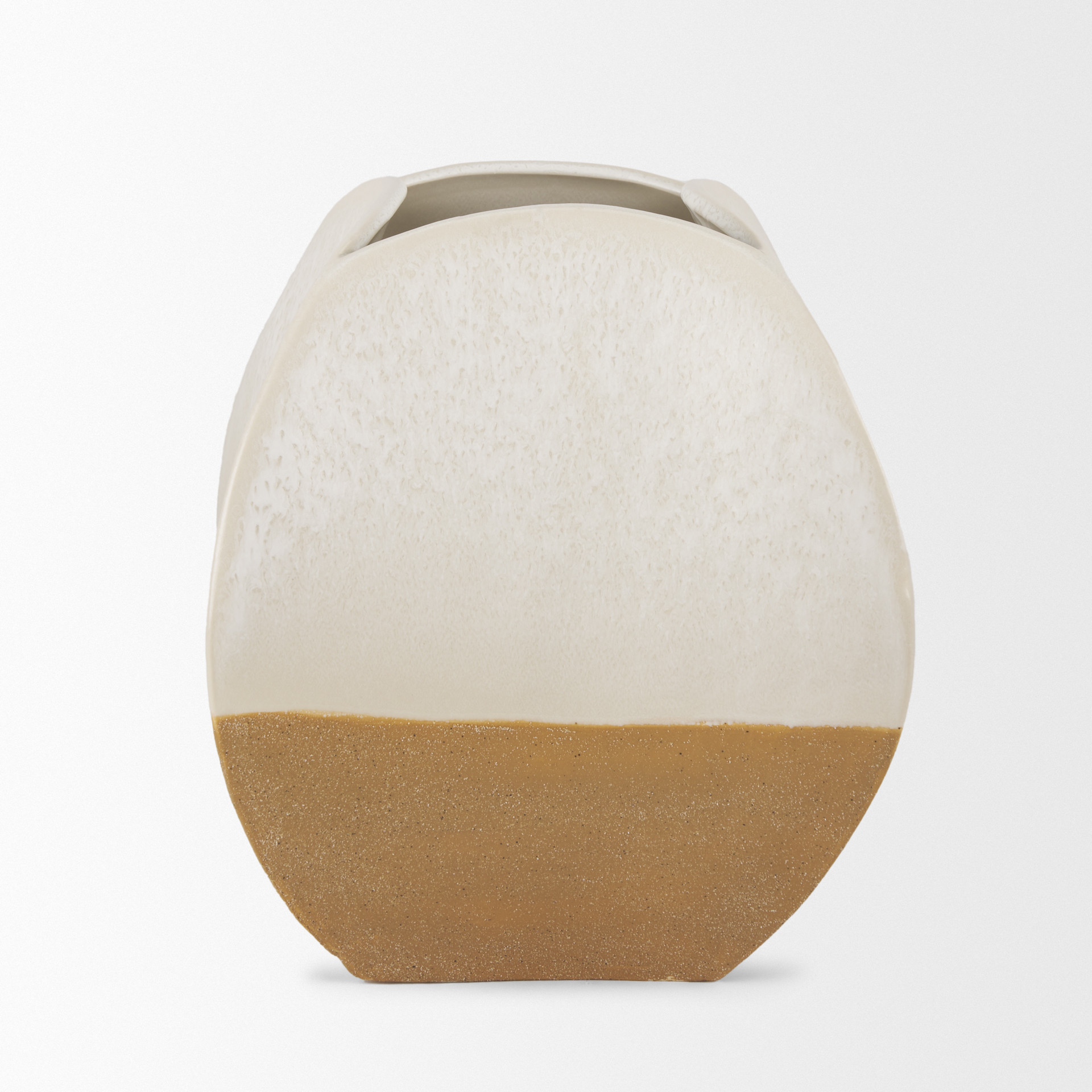 vania short off white w/ tan textured ceramic vase