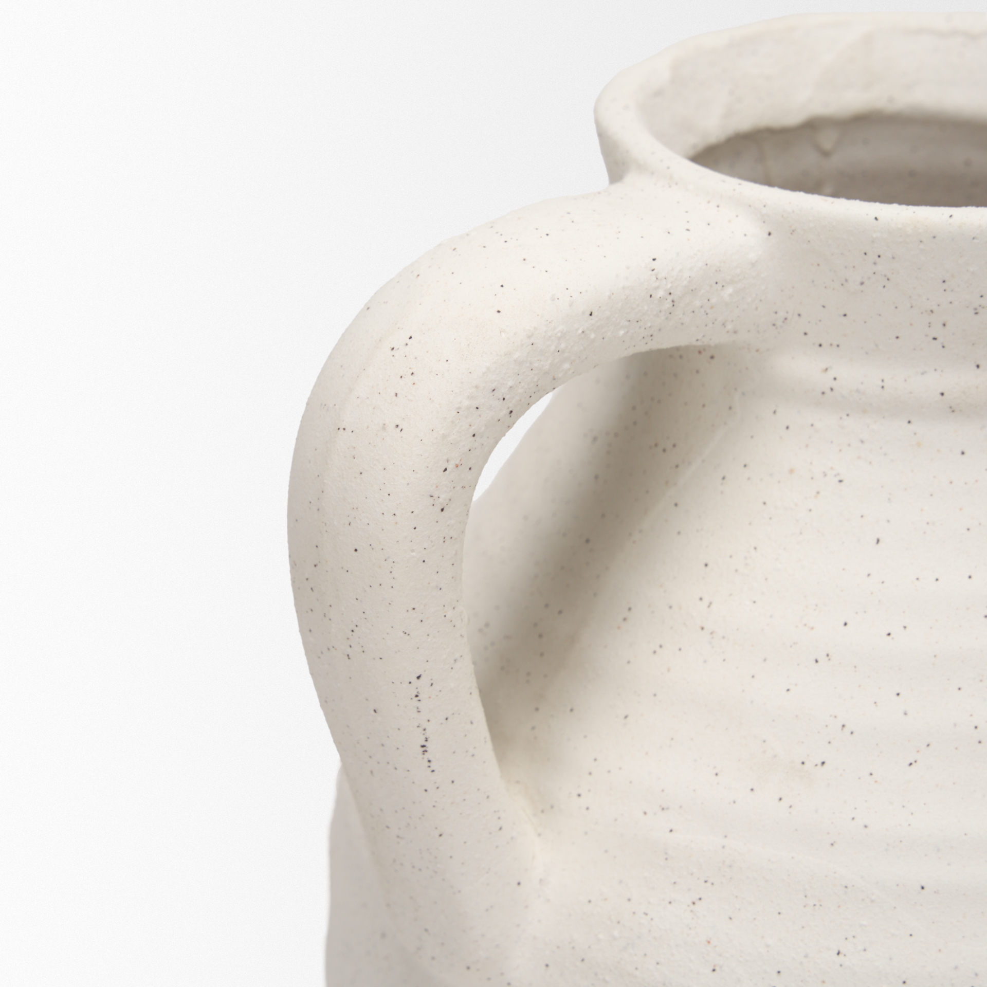 tyrus large textured matte white w/ speckling ceramic vase