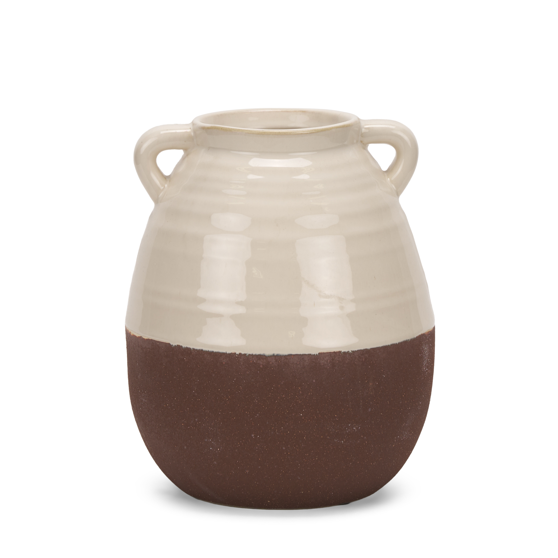 tryna small beige w/ matte brown ceramic vase