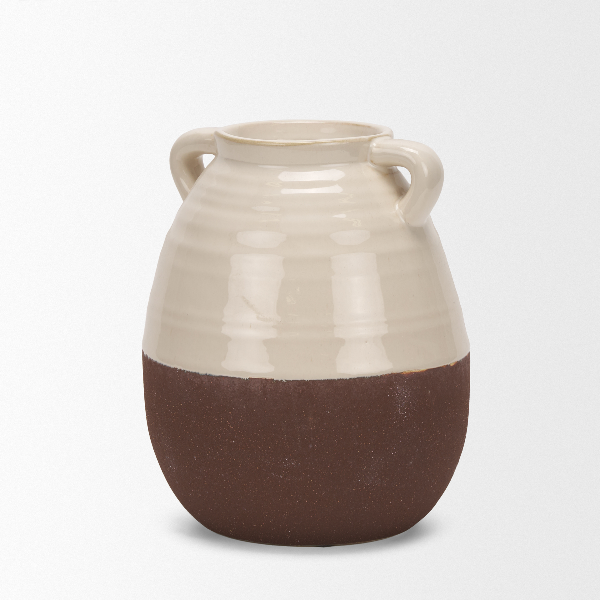 tryna small beige w/ matte brown ceramic vase