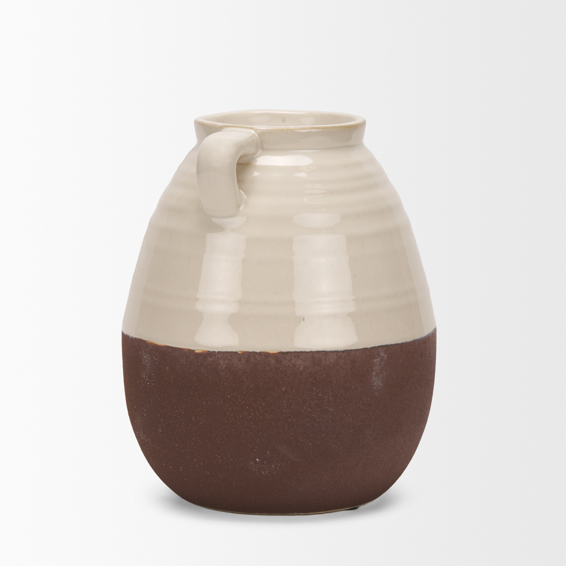 tryna small beige w/ matte brown ceramic vase
