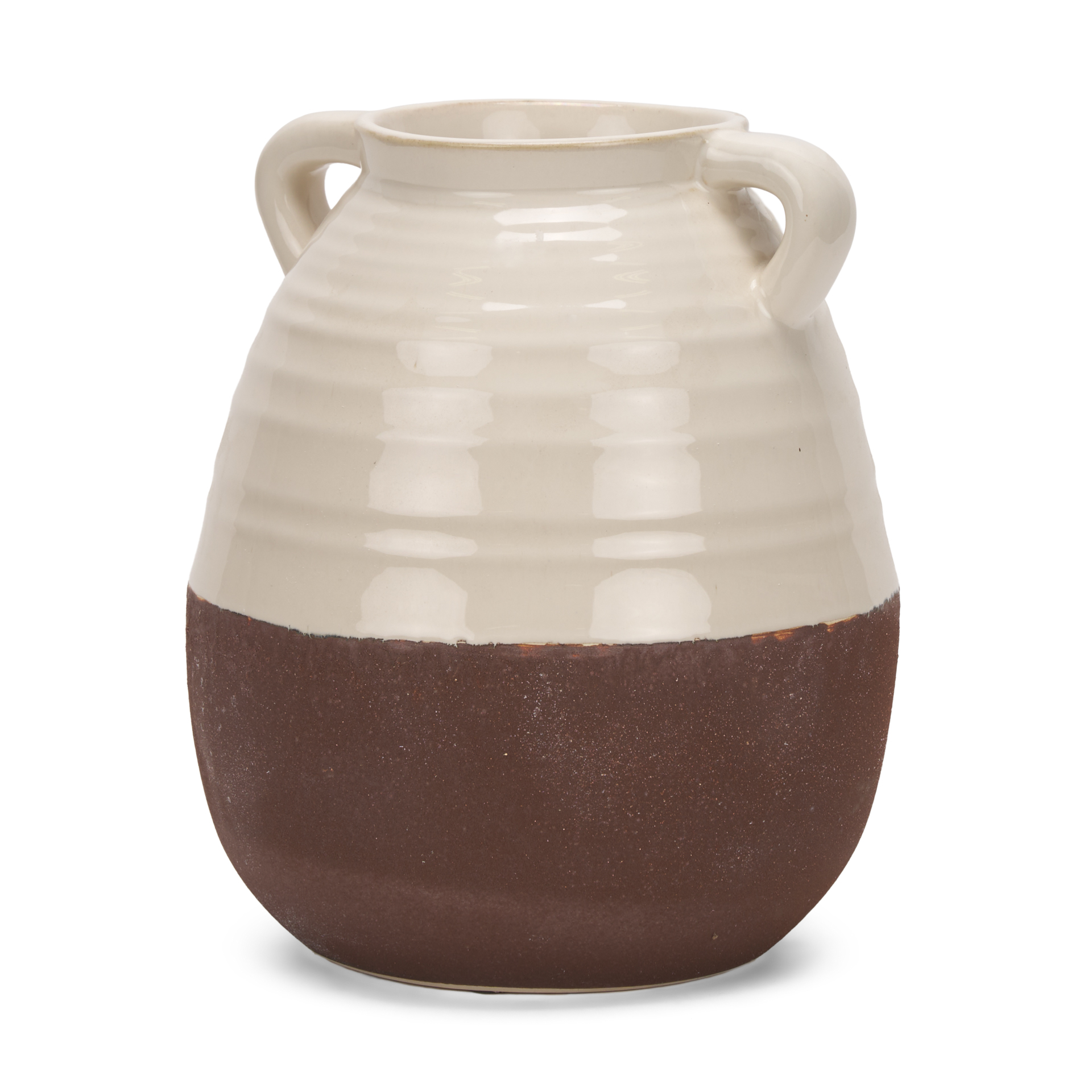 tryna large beige w/ matte brown ceramic vase
