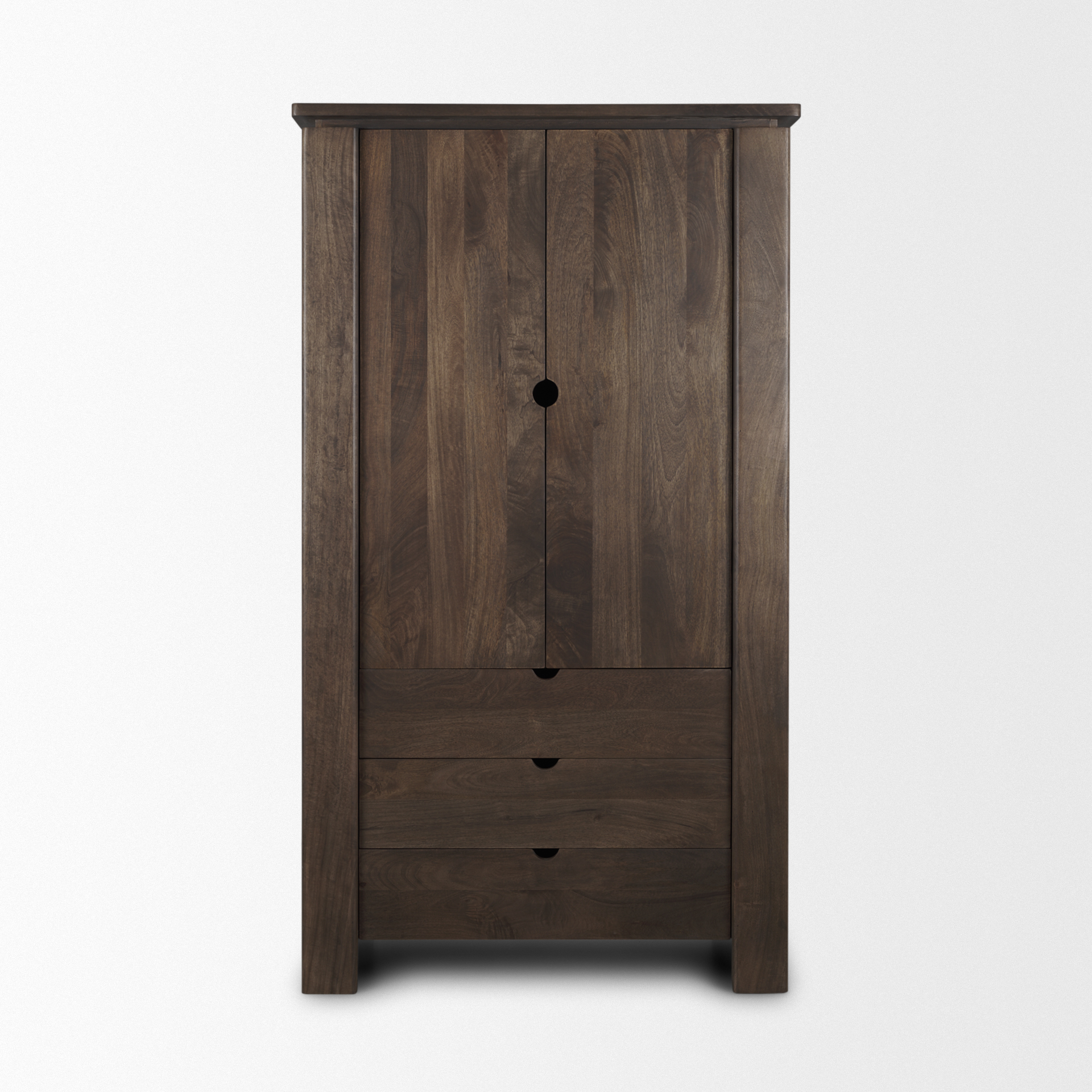 wallen solid dark brown wood curio cabinet