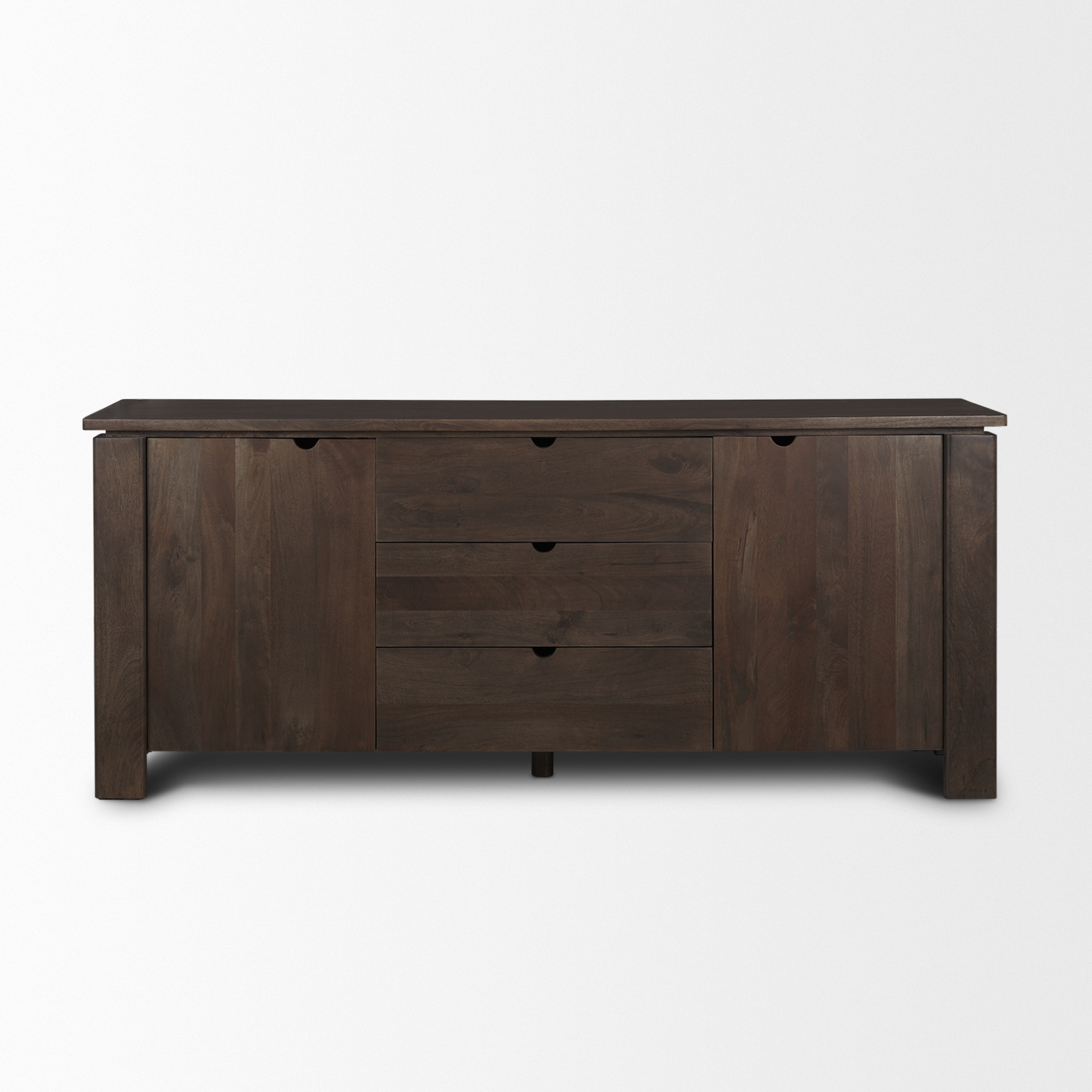 wallen 2 door solid dark brown wood w/ 3 drawers sideboard