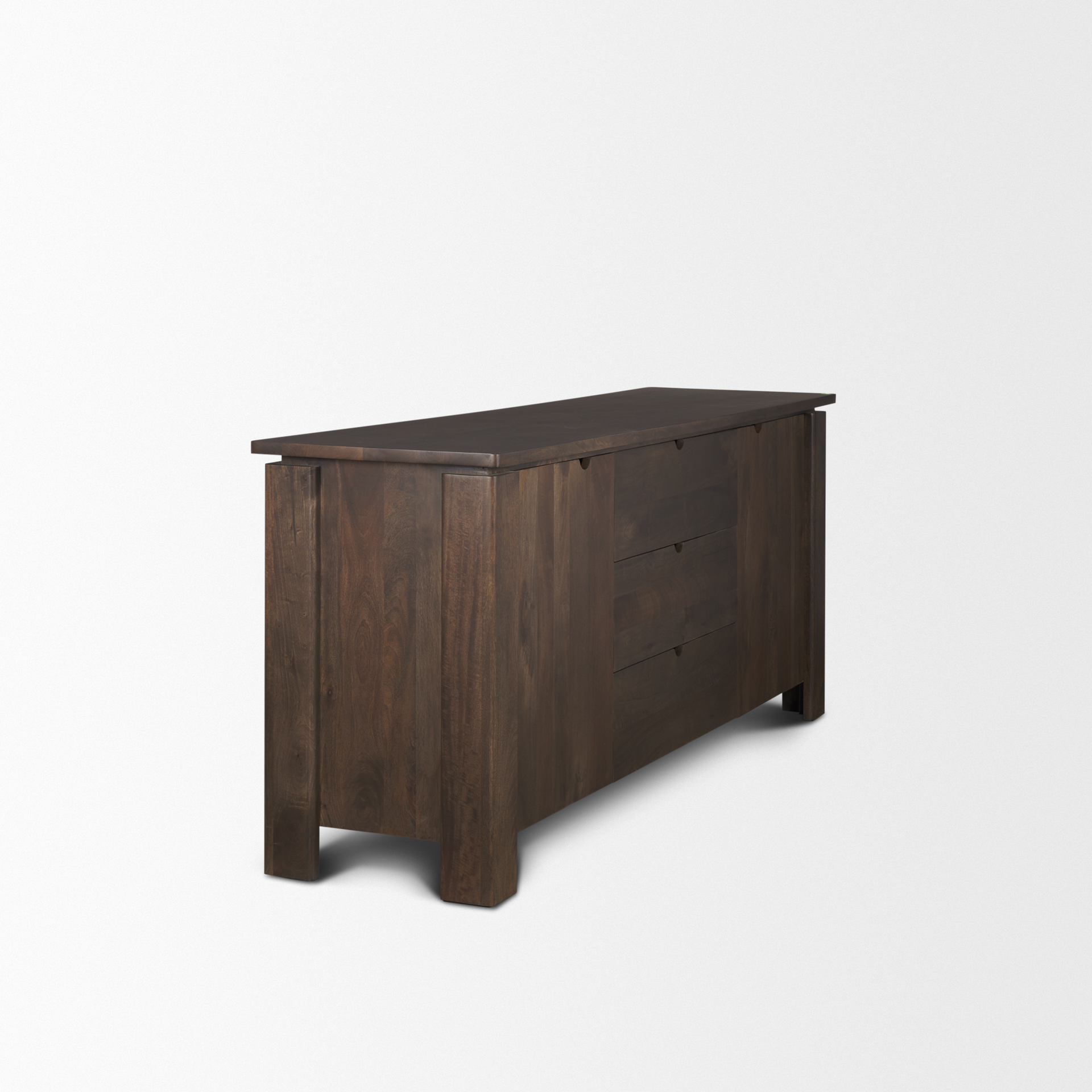 wallen 2 door solid dark brown wood w/ 3 drawers sideboard