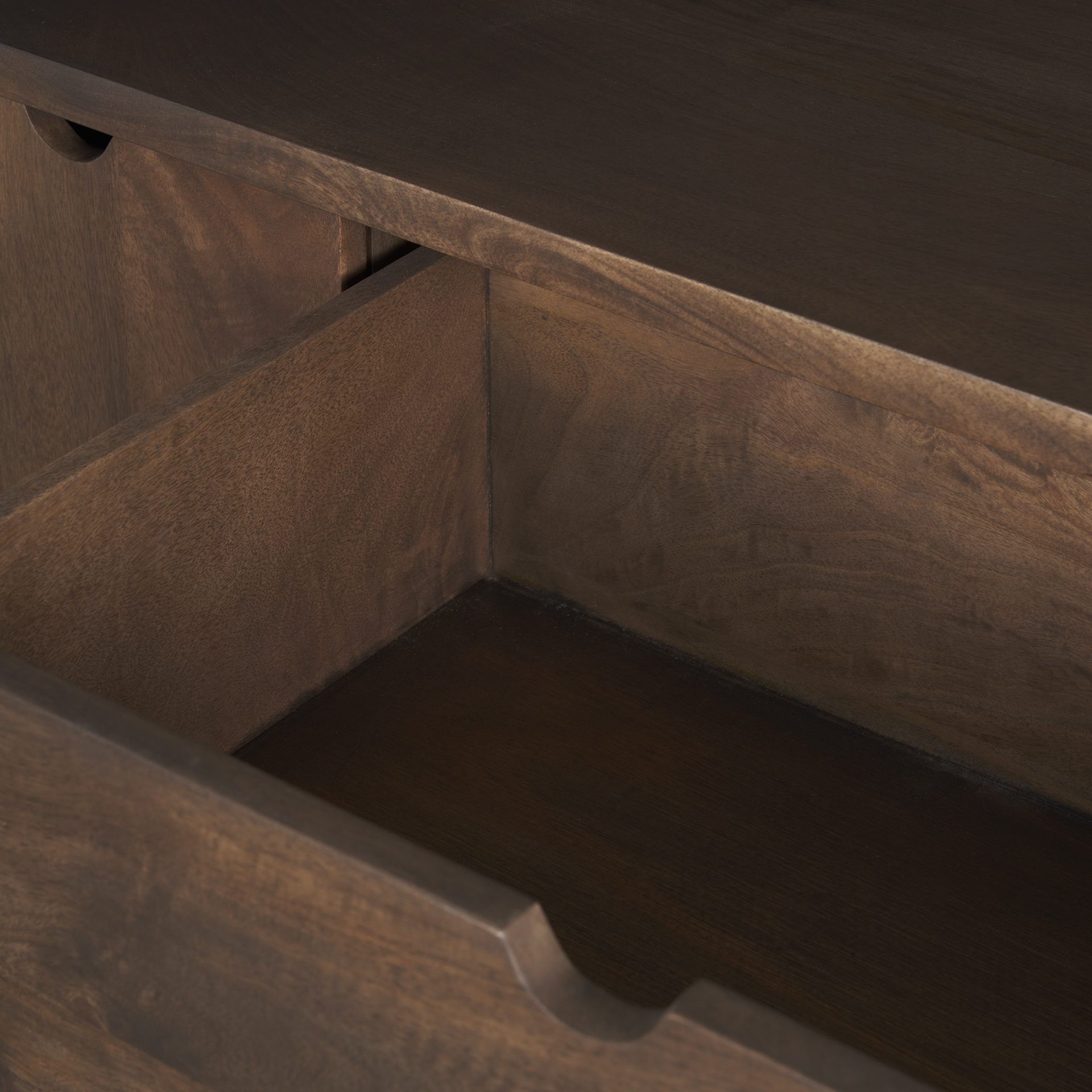 wallen 2 door solid dark brown wood w/ 3 drawers sideboard