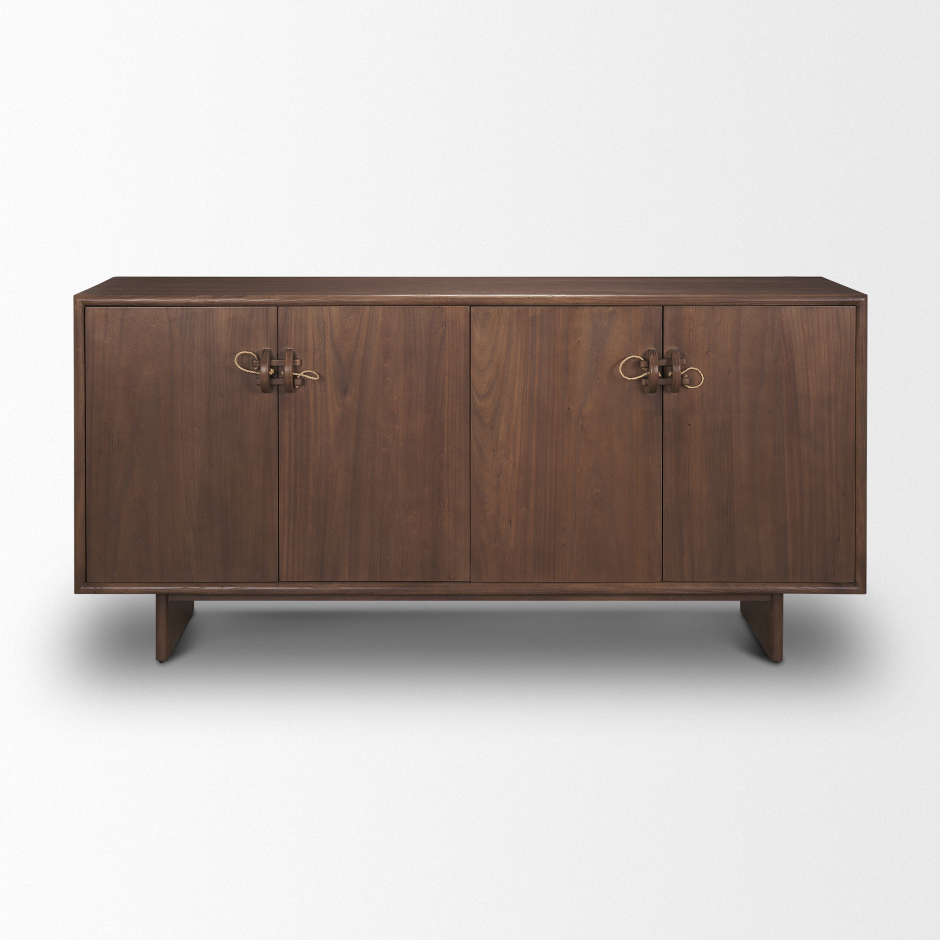 varenna 4 door dark brown wood w/ rope handles sideboard