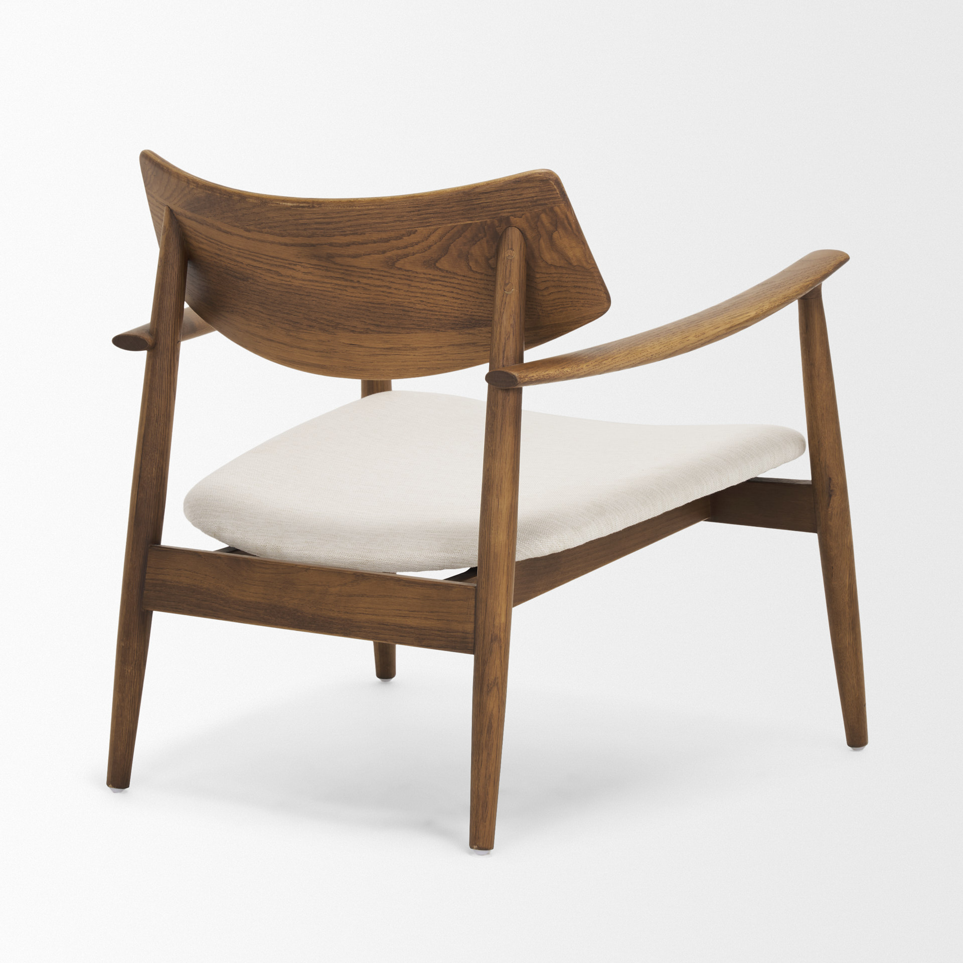 haggen medium brown oak wood w/ cream fabric accent chair