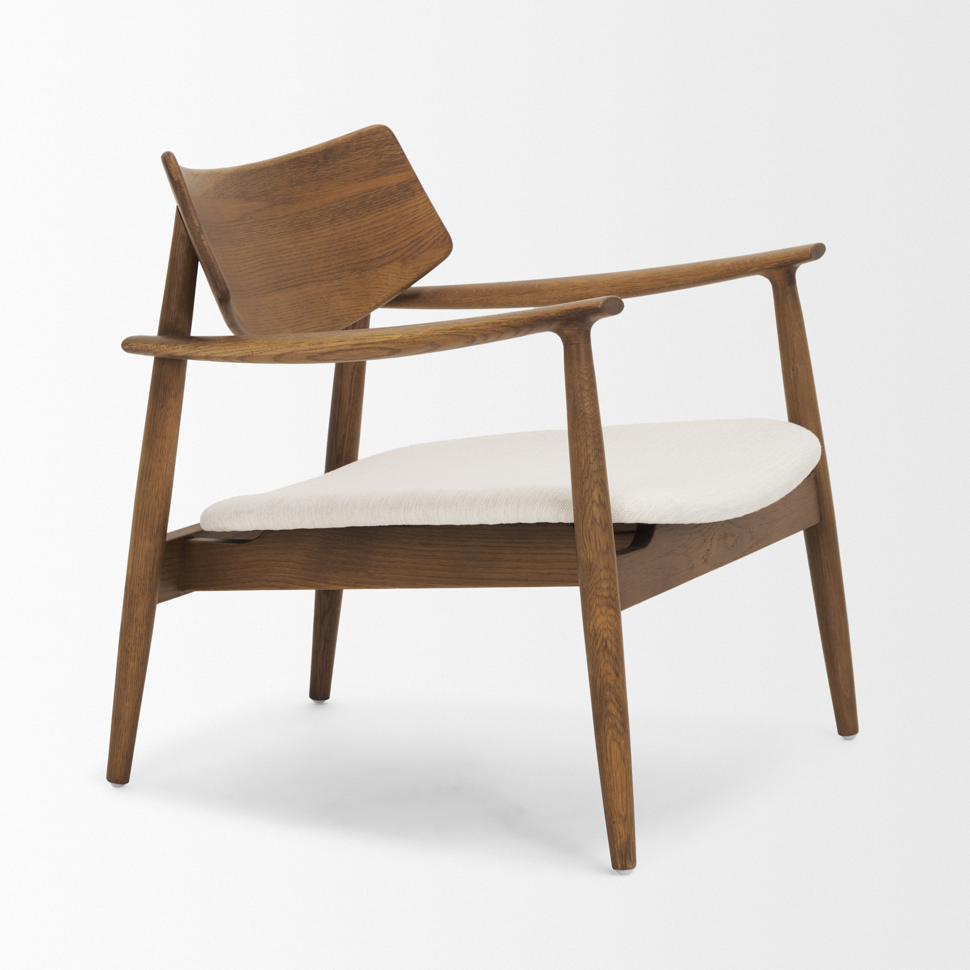 haggen medium brown oak wood w/ cream fabric accent chair