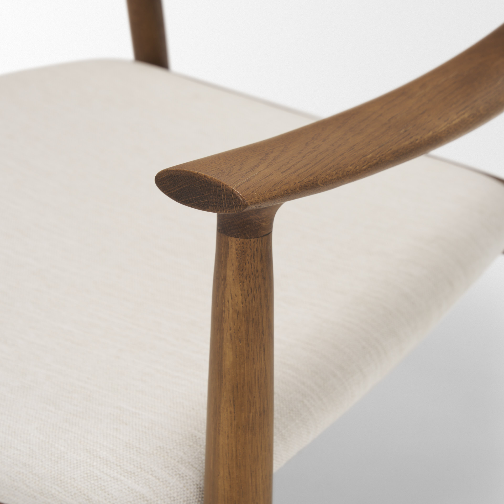 haggen medium brown oak wood w/ cream fabric accent chair